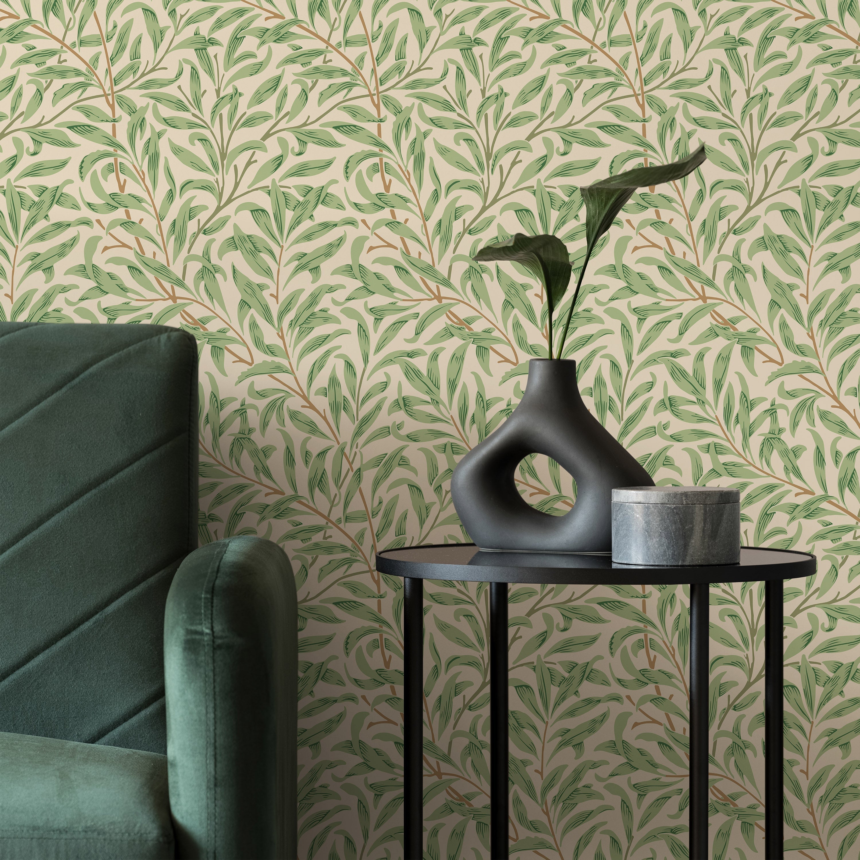 William Morris X Willow Bough Peel and Stick Wallpaper, Removable Wallpaper, Traditional Wallpaper - Elegant Green | DeccoPrint