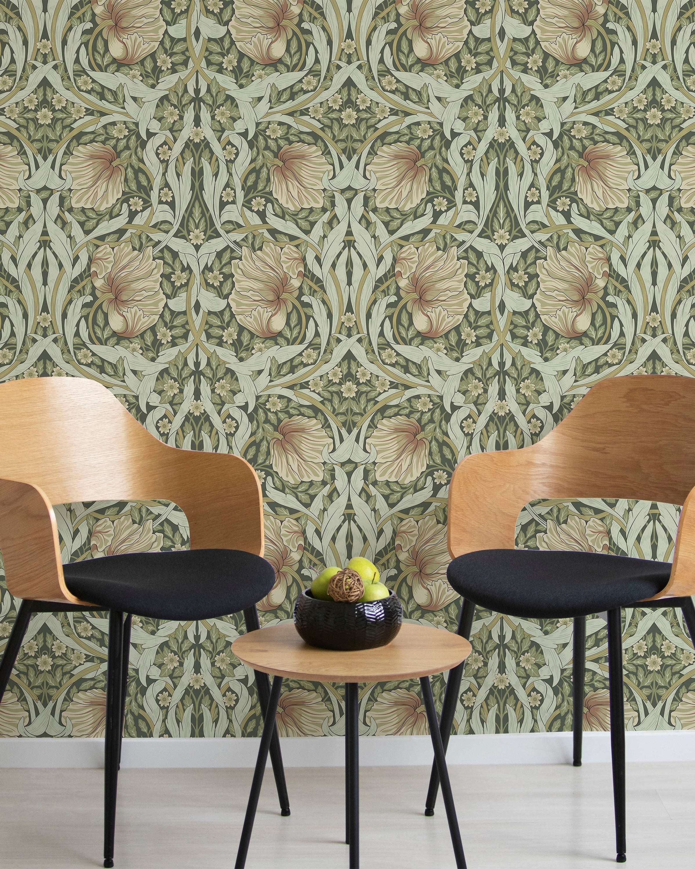 William Morris X Pimpernel Peel and Stick Wallpaper, Removable Wallpaper, Traditional Wallpaper - Green | DeccoPrint