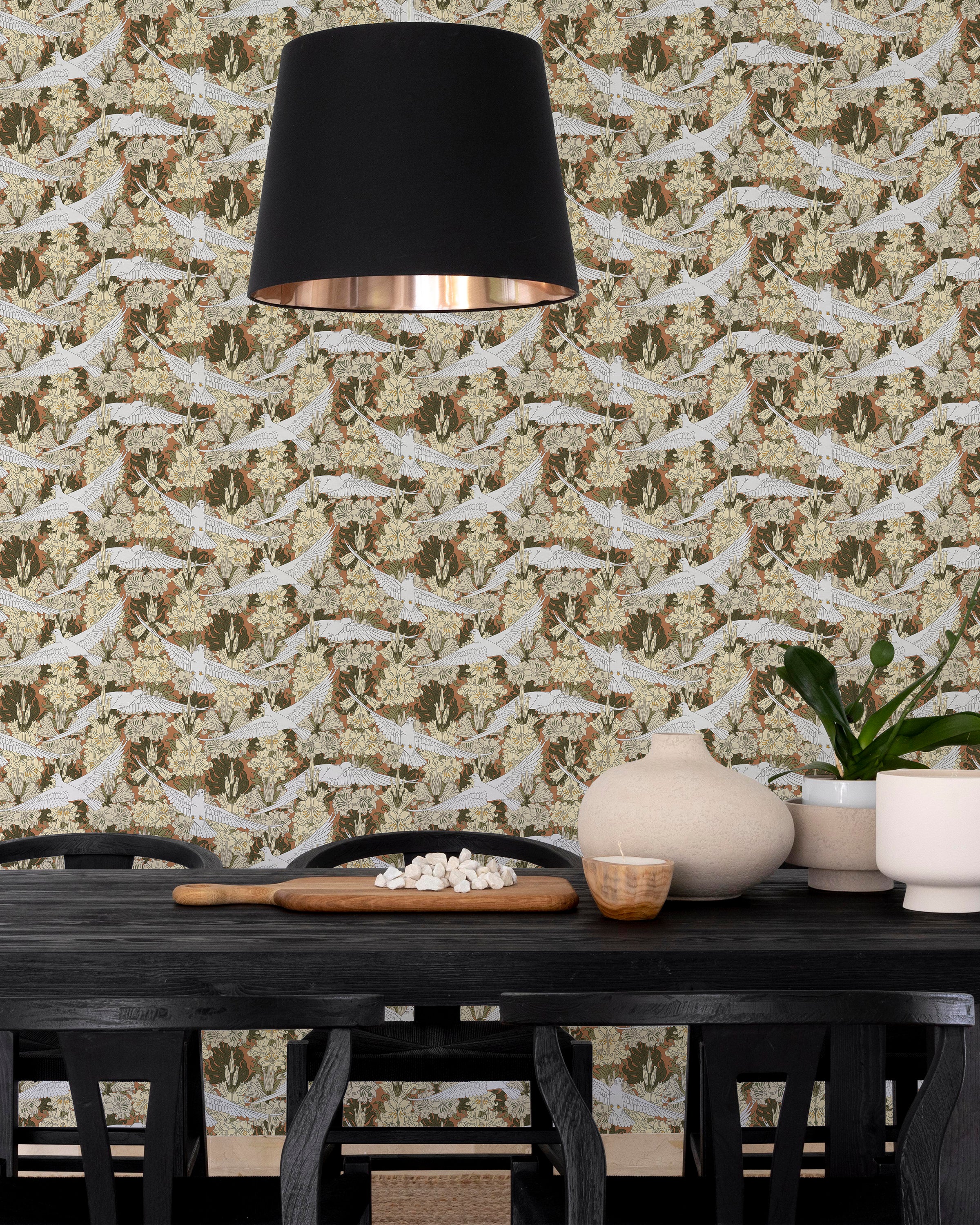 Maurice Pillard Verneuil x Dove and Lilies - Rust Brown | DeccoPrint