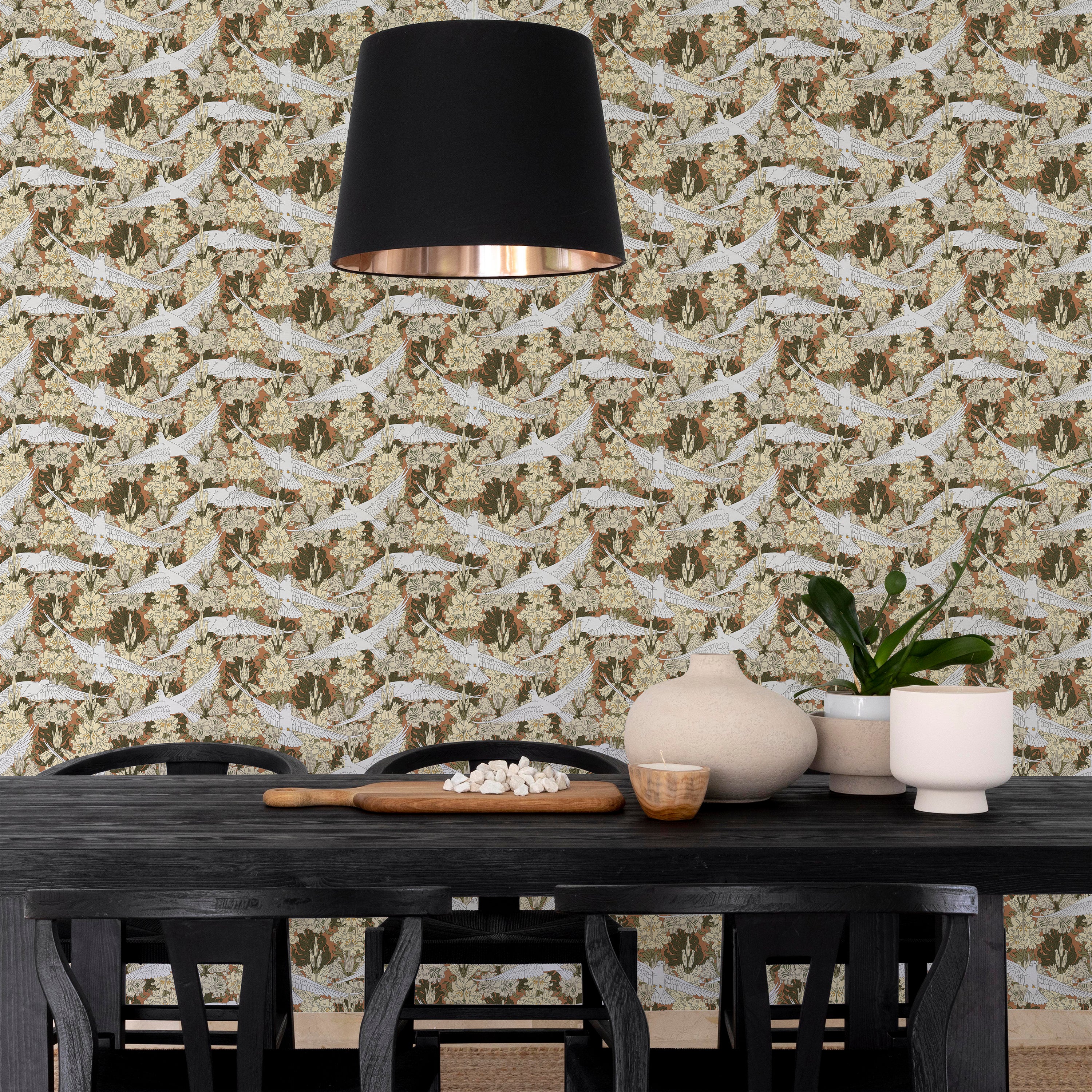 Maurice Pillard Verneuil x Dove and Lilies - Rust Brown | DeccoPrint