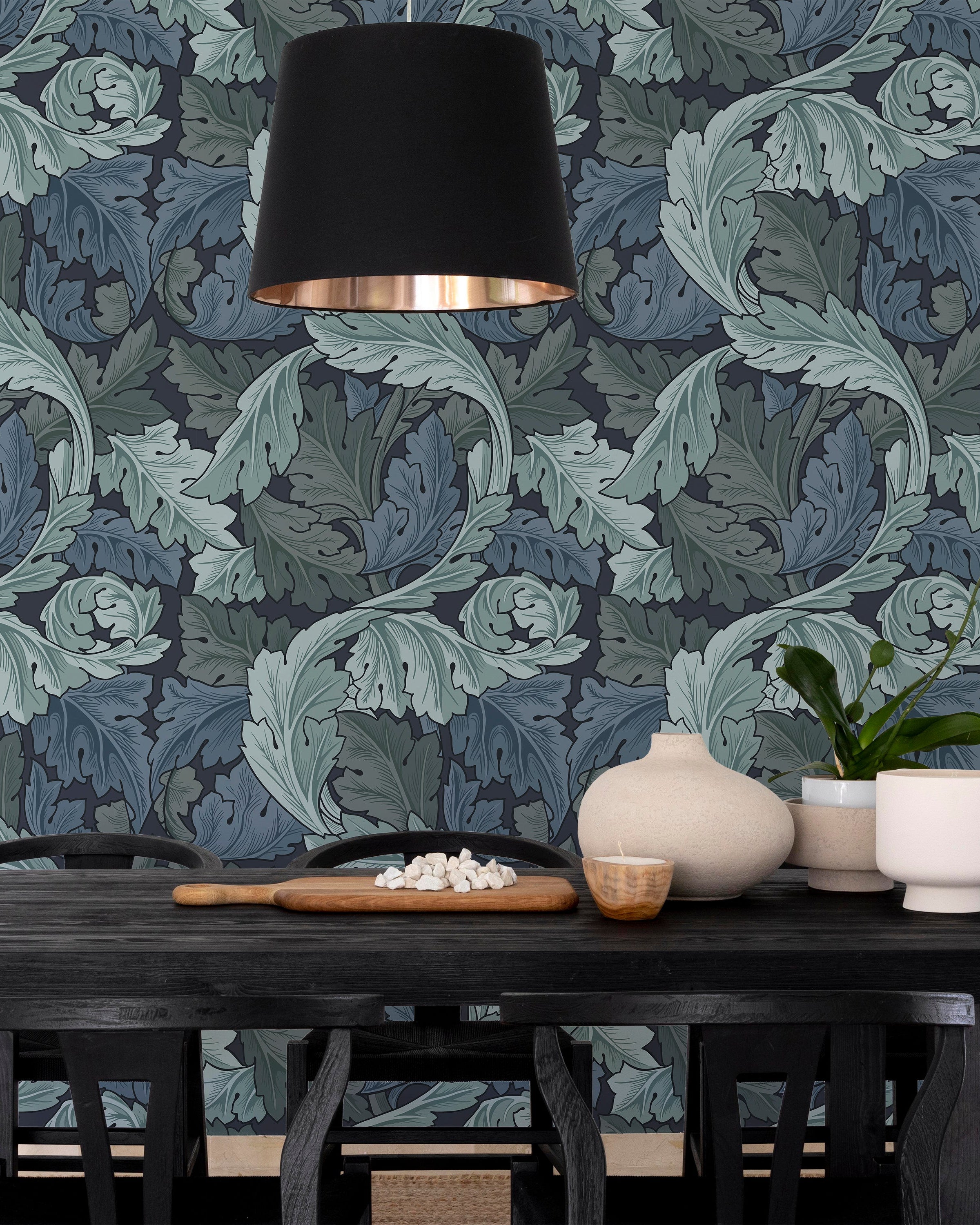 William Morris X Acanthus Peel and Stick Wallpaper, Removable Wallpaper, Traditional Wallpaper - Blue | DeccoPrint