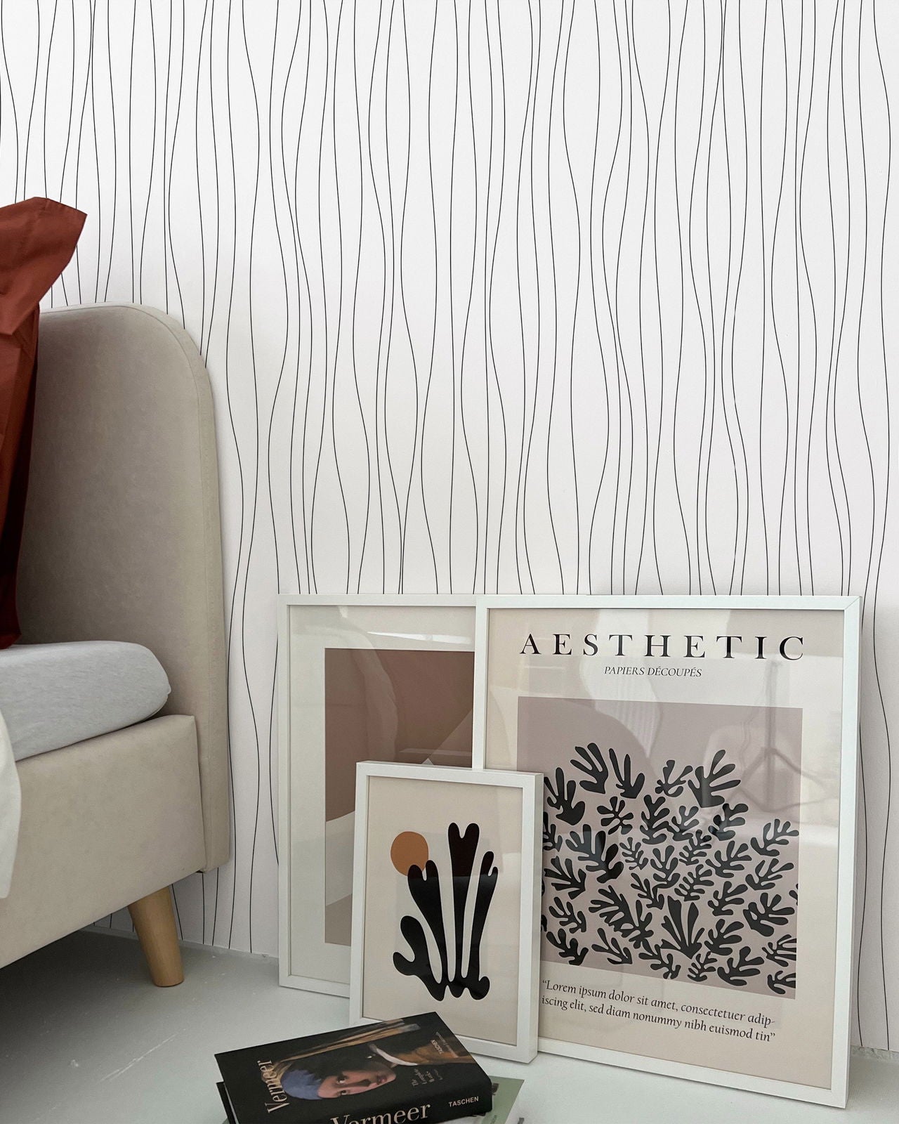 Abstract Waves Peel and Stick Wallpaper, Removable Wallpaper, Traditional Wallpaper | DeccoPrint