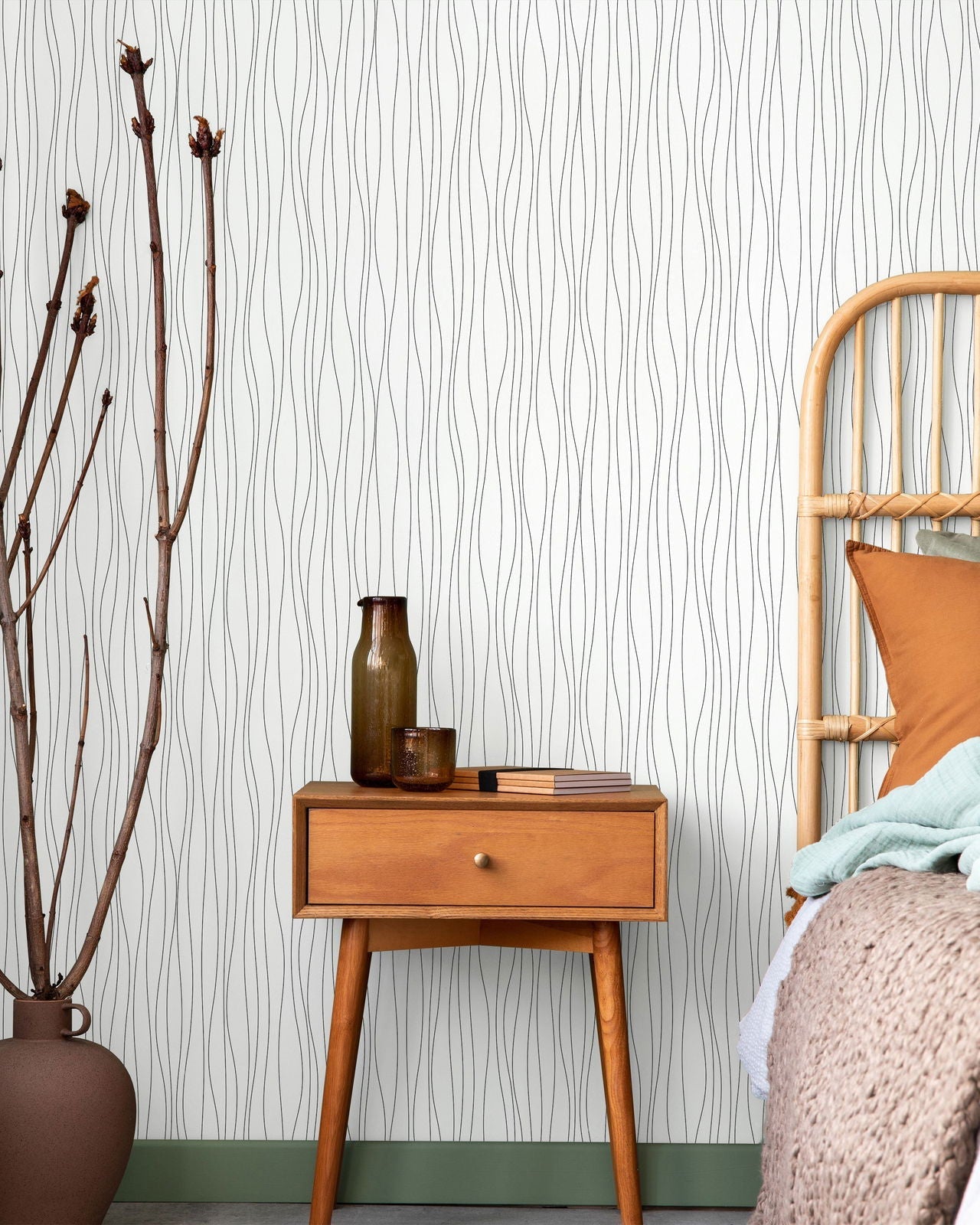 Abstract Waves Peel and Stick Wallpaper, Removable Wallpaper, Traditional Wallpaper | DeccoPrint