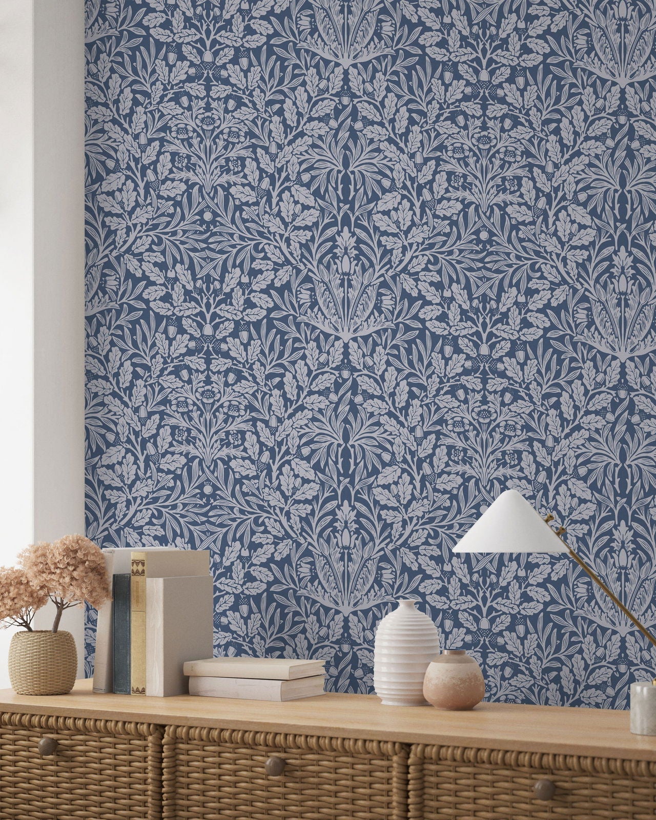 William Morris X Acorn Peel and Stick Wallpaper, Removable Wallpaper, Traditional Wallpaper - Blue | DeccoPrint