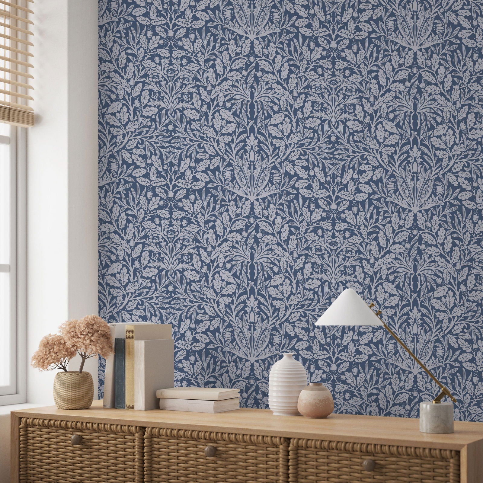 William Morris X Acorn Peel and Stick Wallpaper, Removable Wallpaper, Traditional Wallpaper - Blue | DeccoPrint