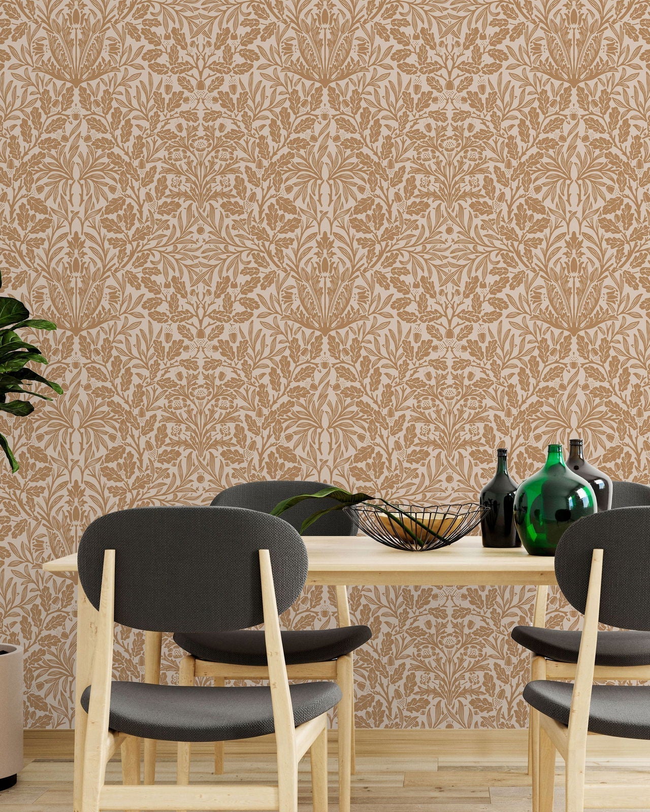 William Morris X Acorn Peel and Stick Wallpaper, Removable Wallpaper, Traditional Wallpaper - Brown | DeccoPrint