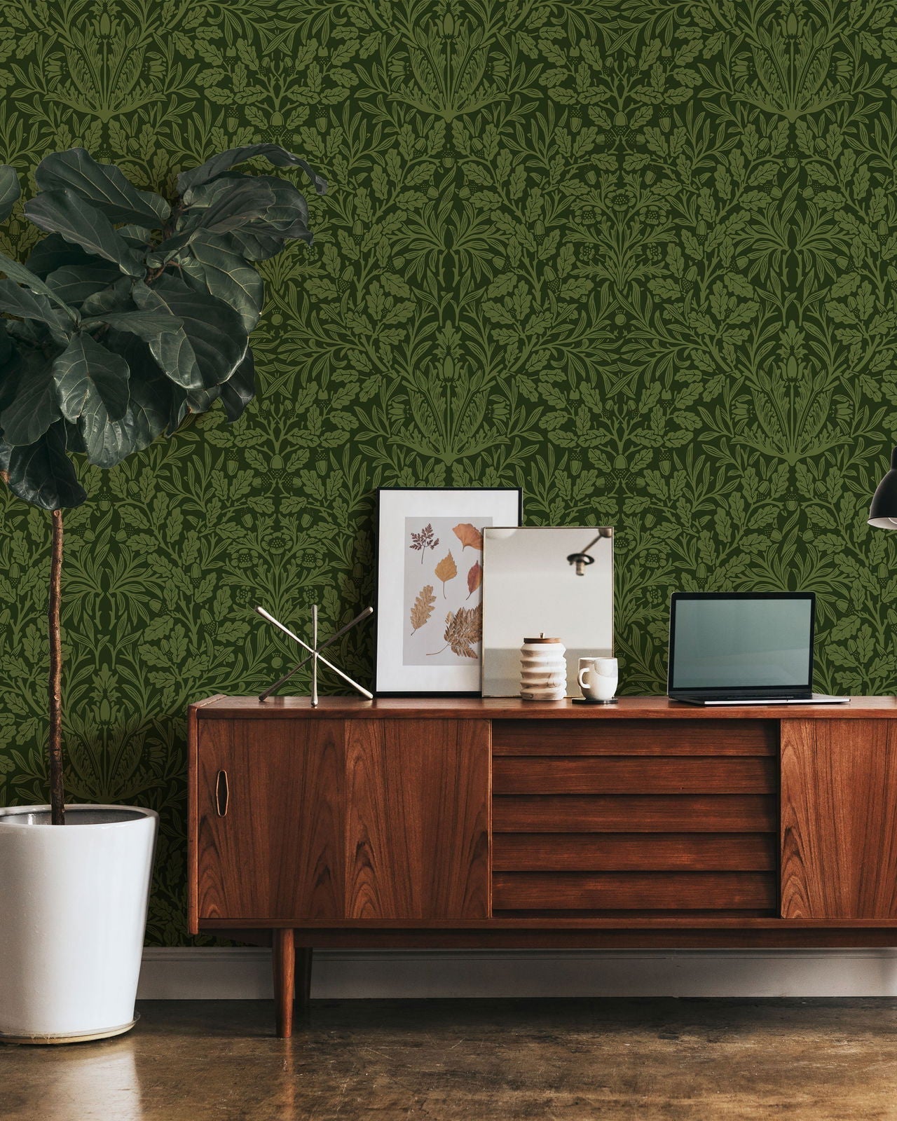 William Morris X Acorn Peel and Stick Wallpaper, Removable Wallpaper, Traditional Wallpaper - Green | DeccoPrint