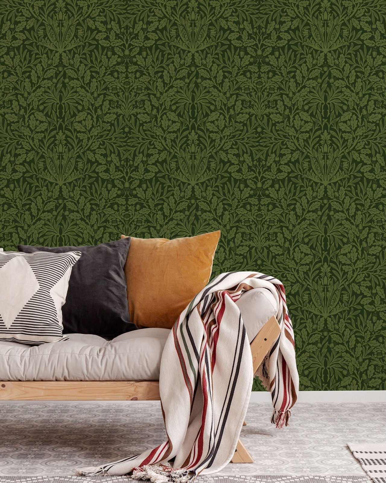 William Morris X Acorn Peel and Stick Wallpaper, Removable Wallpaper, Traditional Wallpaper - Green | DeccoPrint