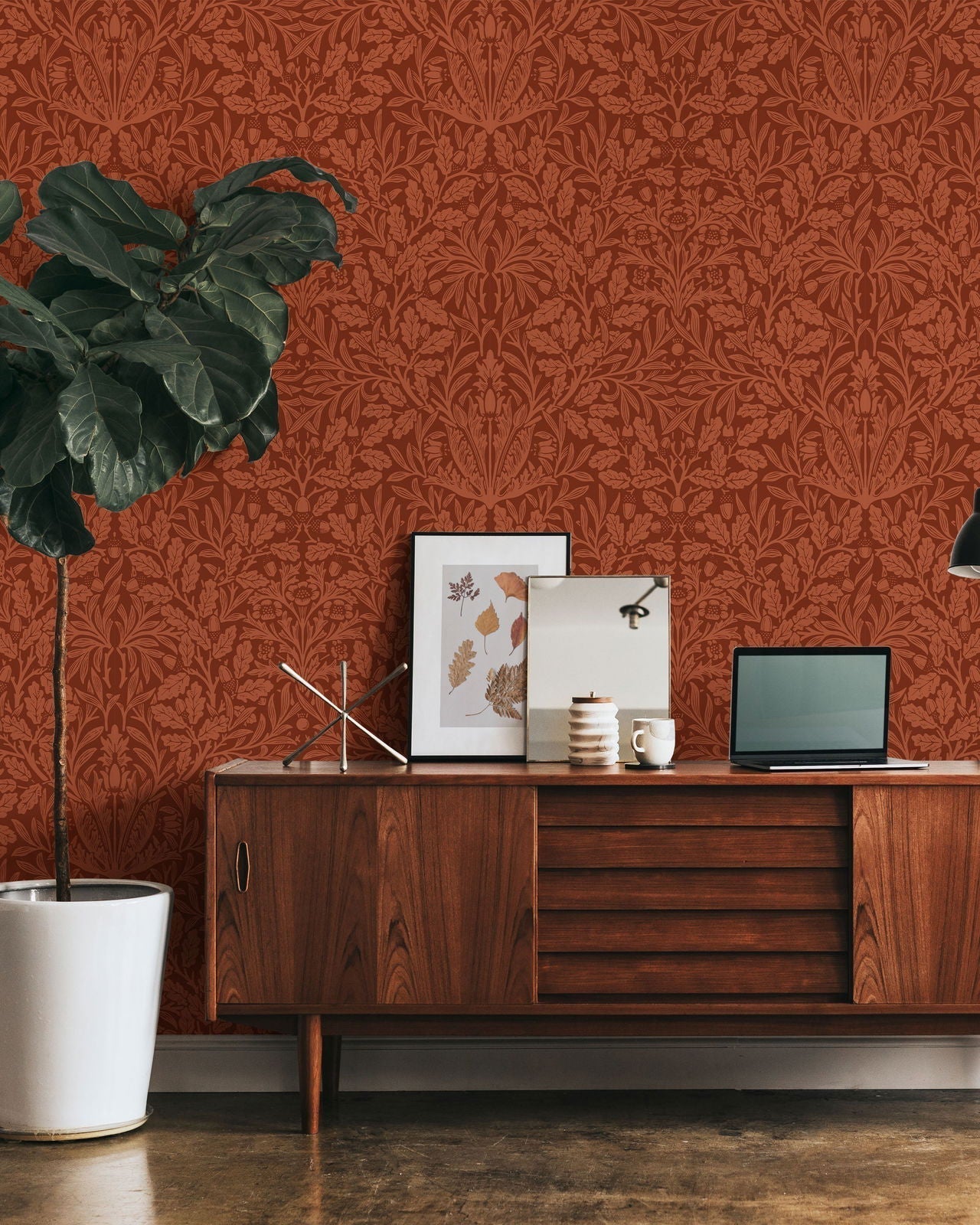 William Morris X Acorn Peel and Stick Wallpaper, Removable Wallpaper, Traditional Wallpaper - Red | DeccoPrint