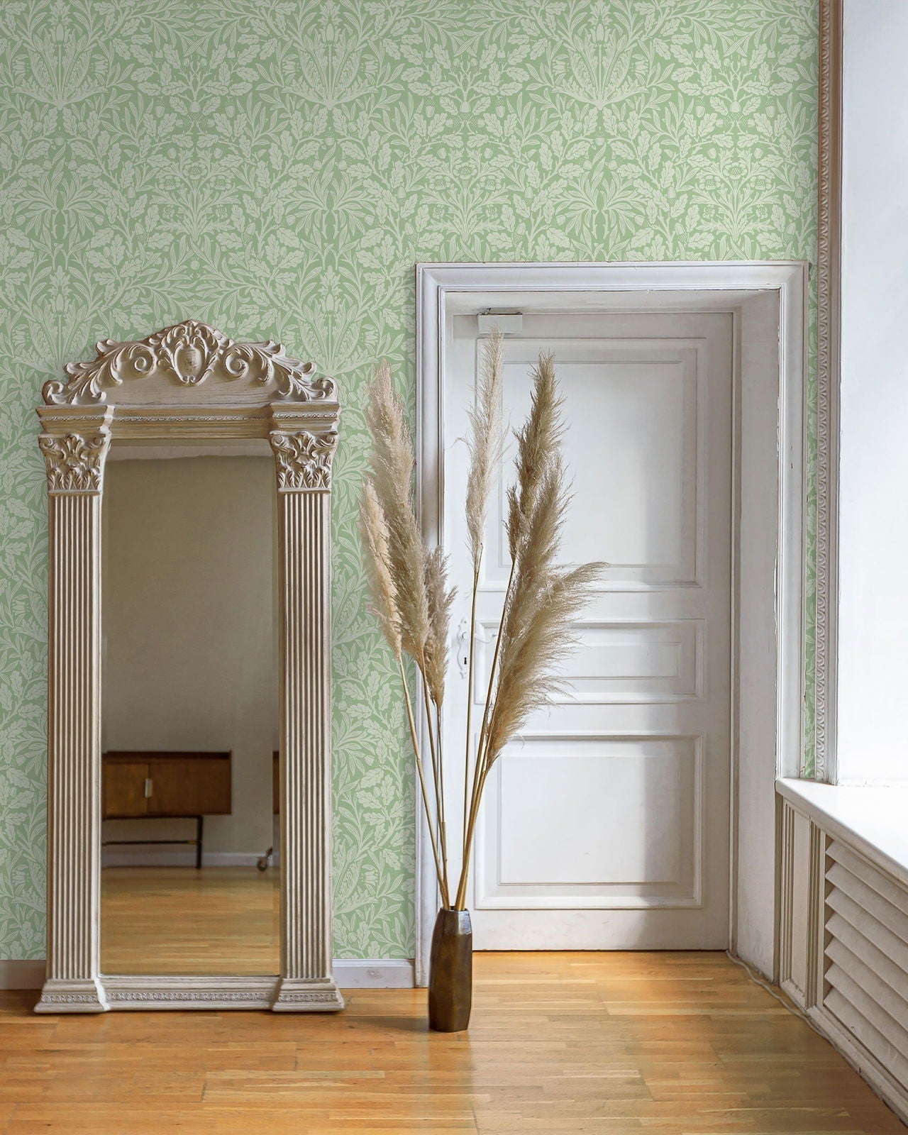 William Morris X Acorn Peel and Stick Wallpaper, Removable Wallpaper, Traditional Wallpaper - Sage | DeccoPrint