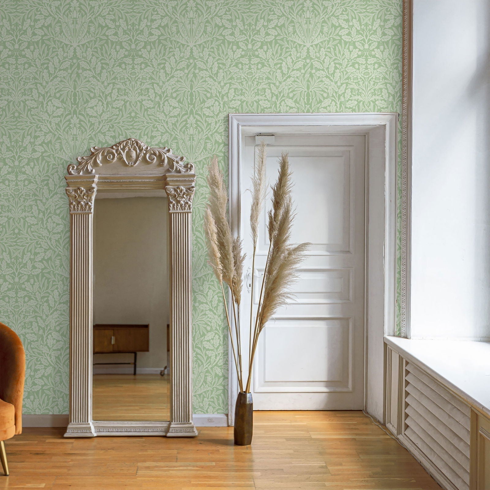 William Morris X Acorn Peel and Stick Wallpaper, Removable Wallpaper, Traditional Wallpaper - Sage | DeccoPrint