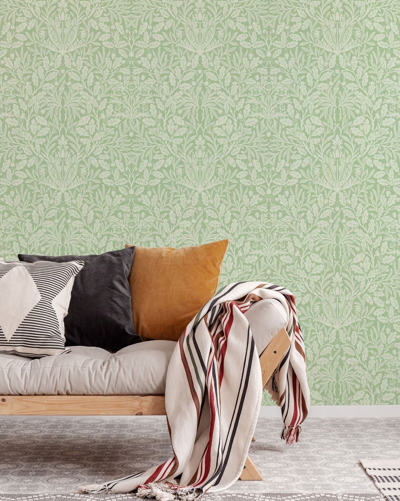 William Morris X Acorn Peel and Stick Wallpaper, Removable Wallpaper, Traditional Wallpaper - Sage | DeccoPrint