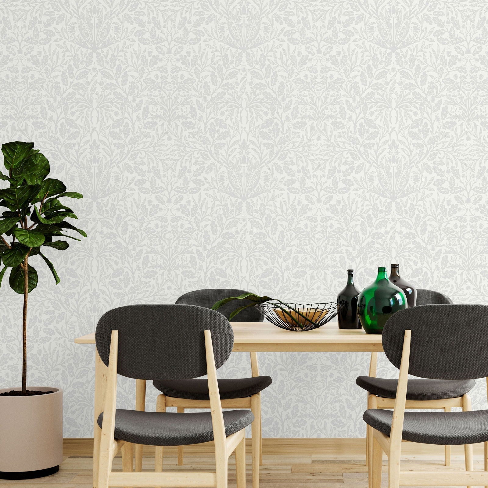 William Morris X Acorn Peel and Stick Wallpaper, Removable Wallpaper, Traditional Wallpaper - White | DeccoPrint