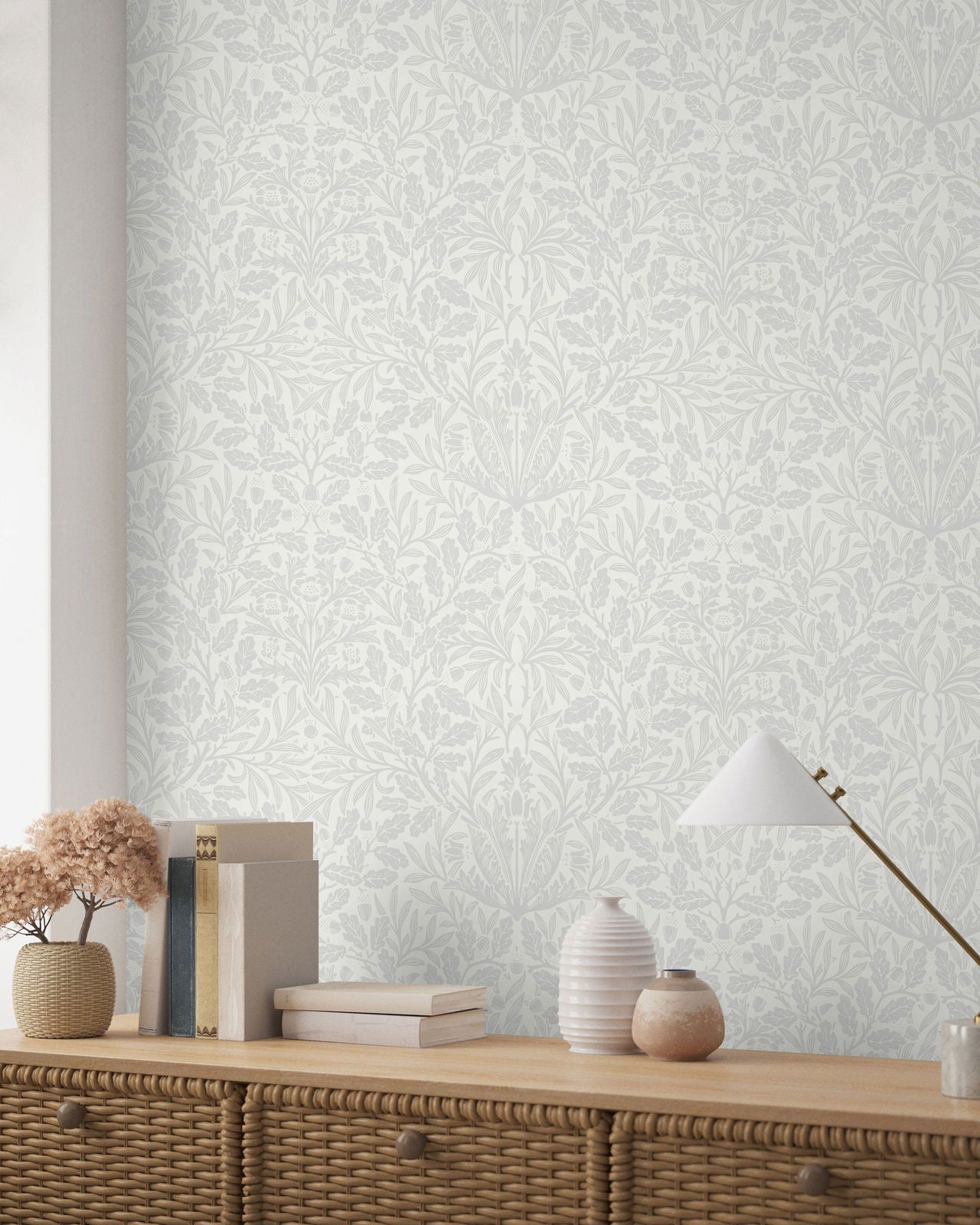William Morris X Acorn Peel and Stick Wallpaper, Removable Wallpaper, Traditional Wallpaper - White | DeccoPrint