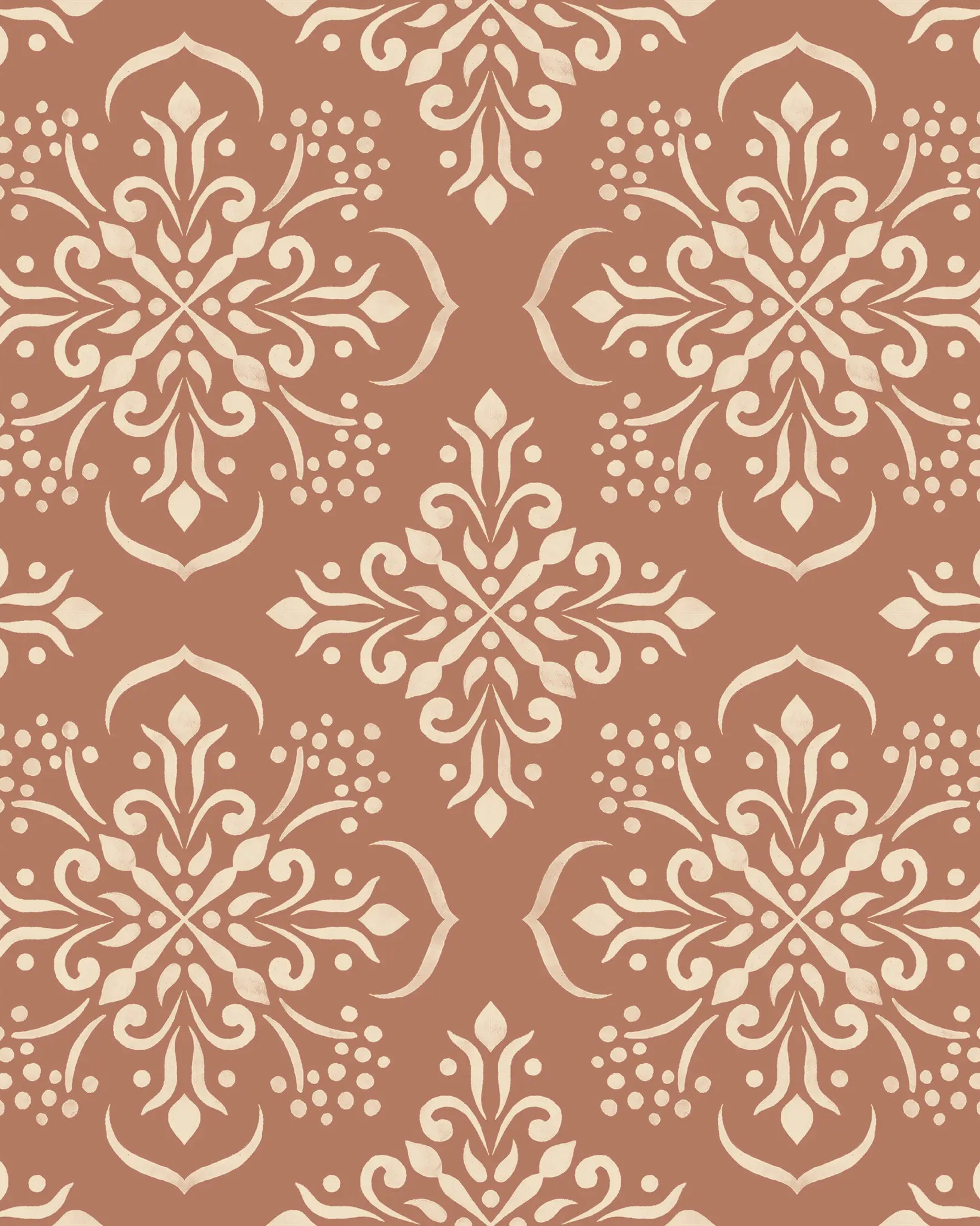 Decorative pattern with snowflake-like shapes on a pink background