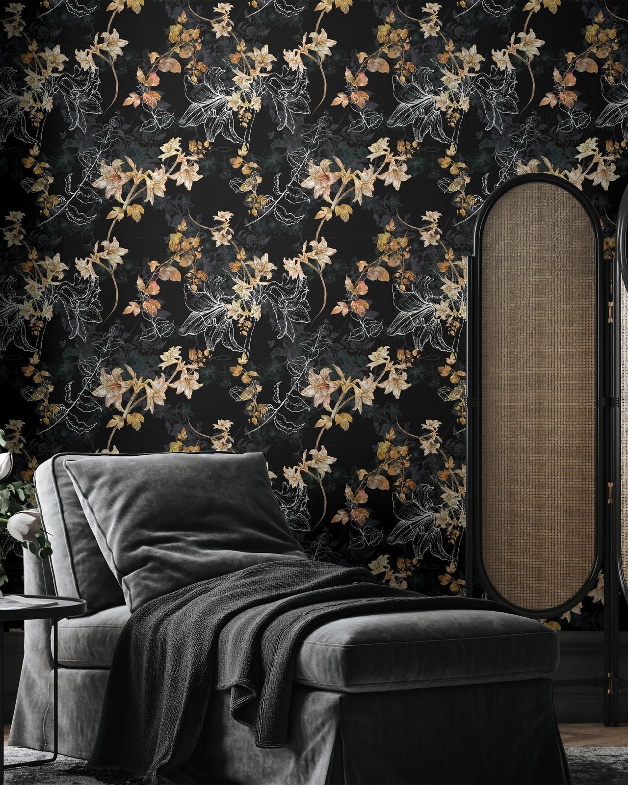 Autumn Floral Peel and Stick Wallpaper, Removable Wallpaper, Traditional Wallpaper | DeccoPrint