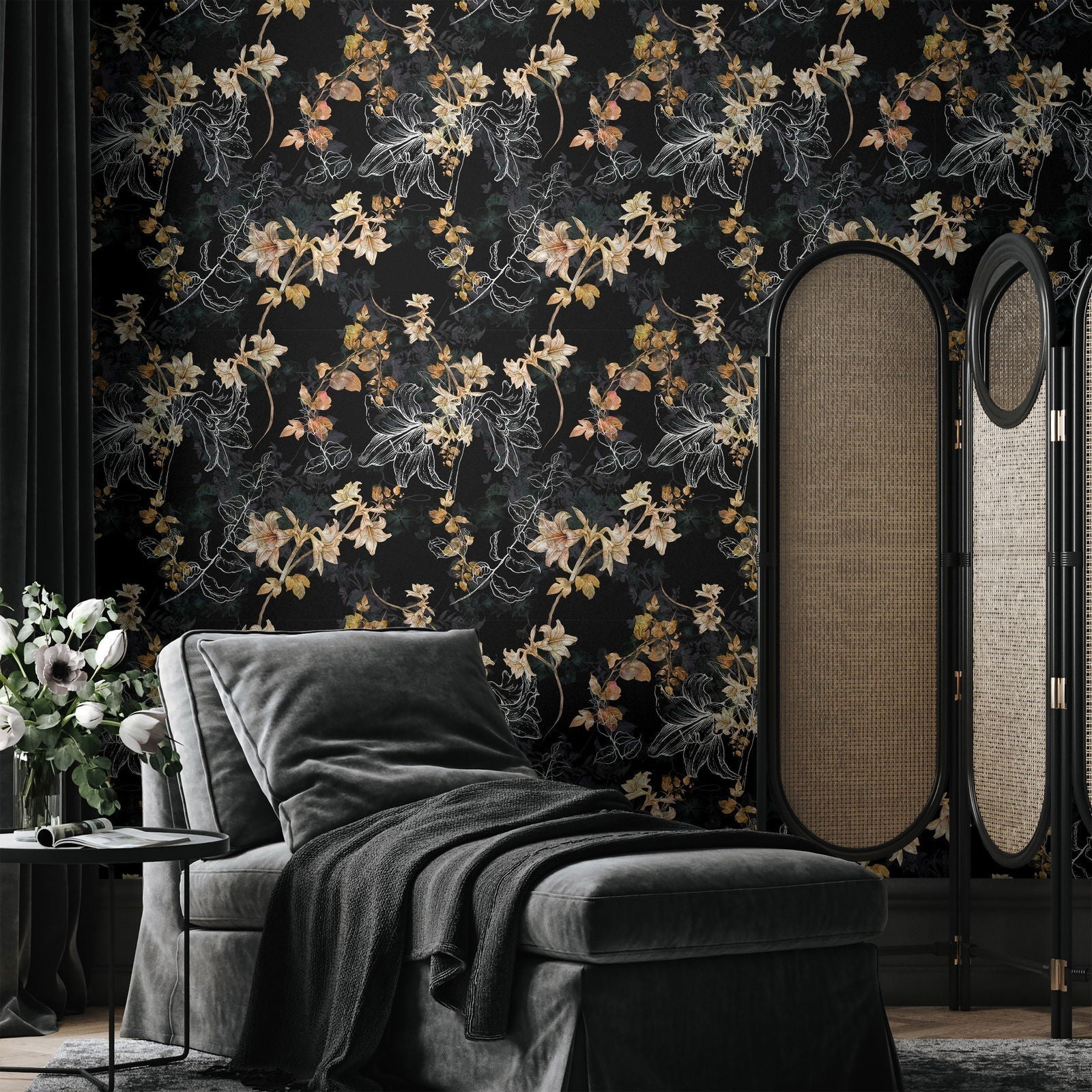 Autumn Floral Peel and Stick Wallpaper, Removable Wallpaper, Traditional Wallpaper | DeccoPrint