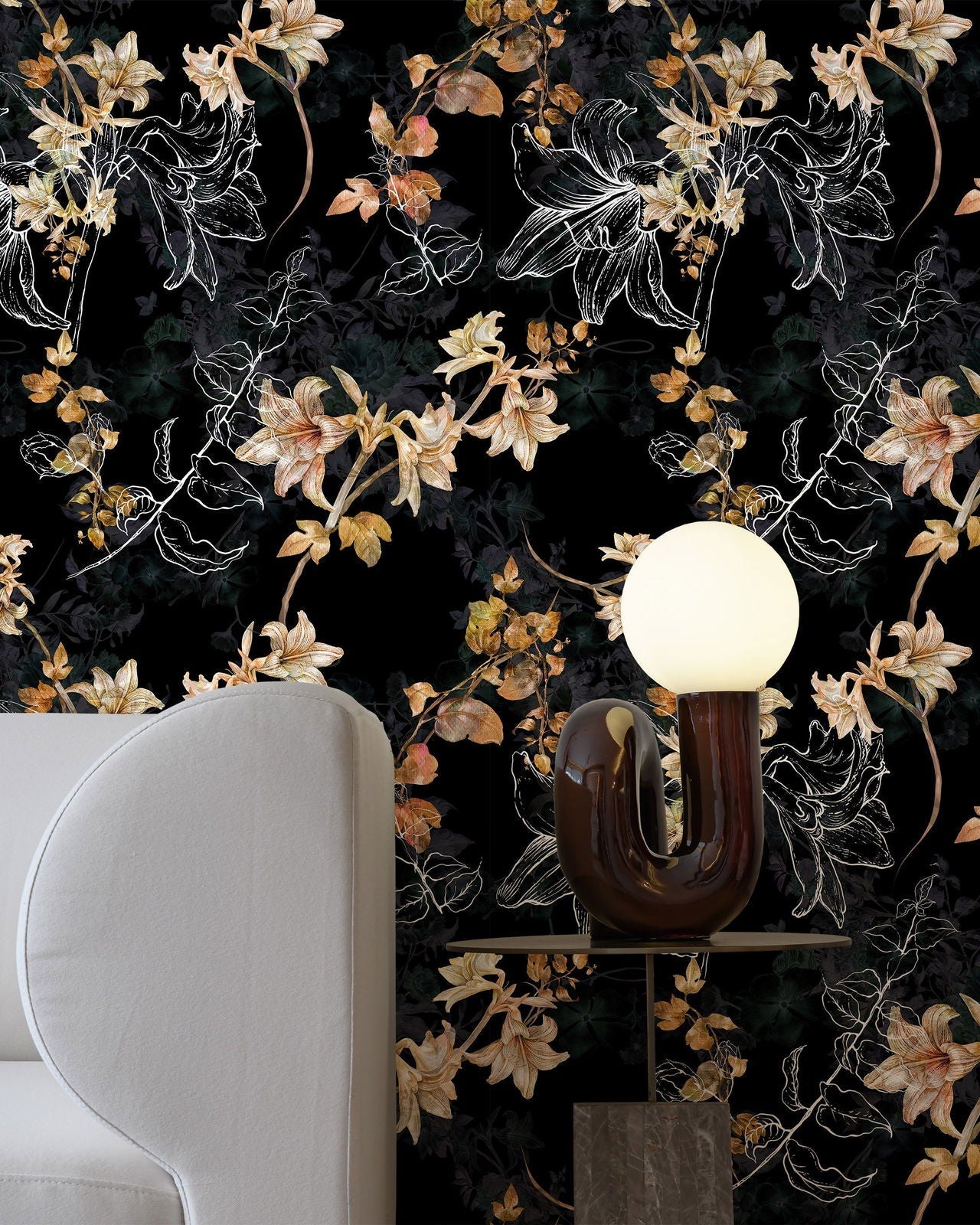 Autumn Floral Peel and Stick Wallpaper, Removable Wallpaper, Traditional Wallpaper | DeccoPrint