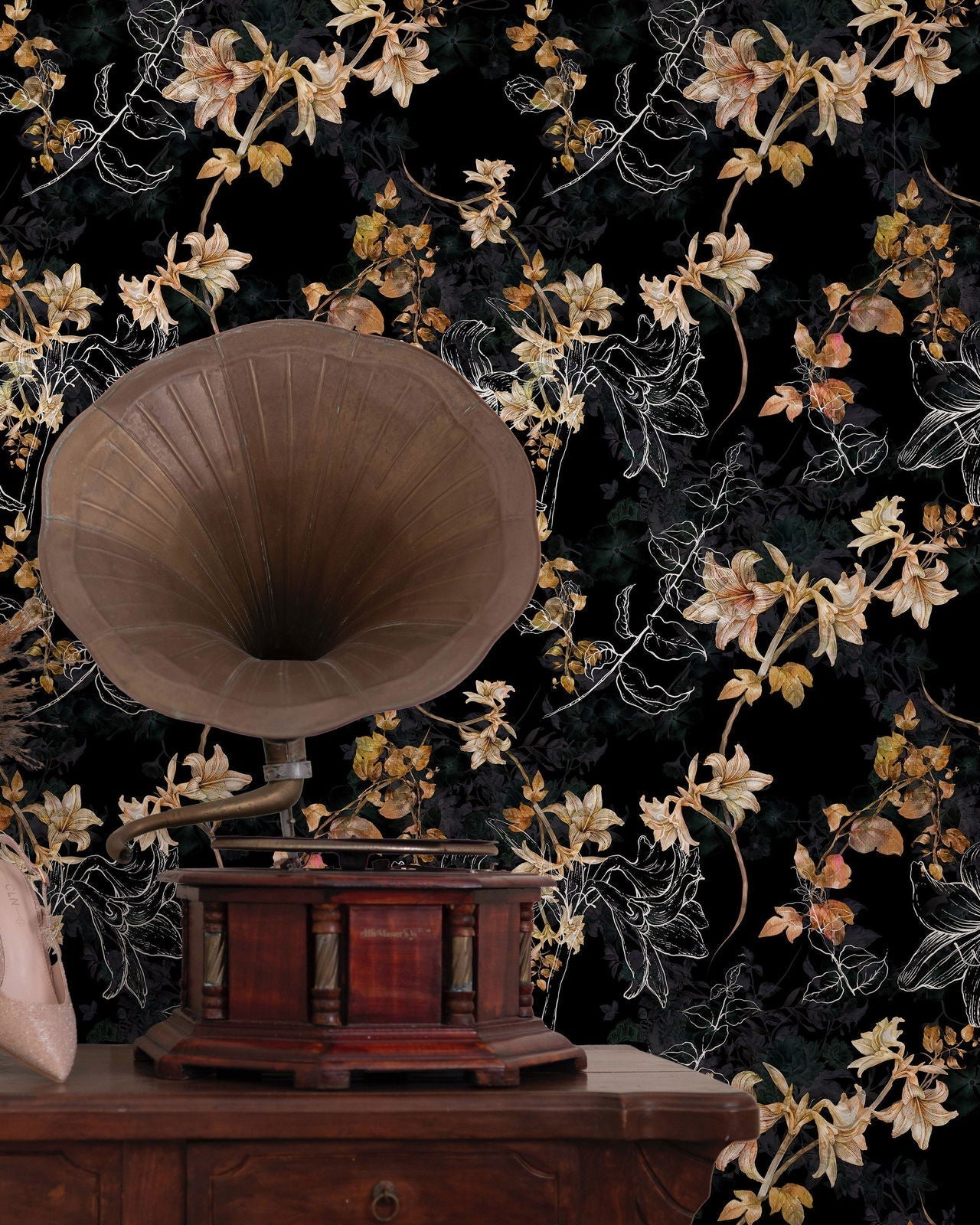 Autumn Floral Peel and Stick Wallpaper, Removable Wallpaper, Traditional Wallpaper | DeccoPrint