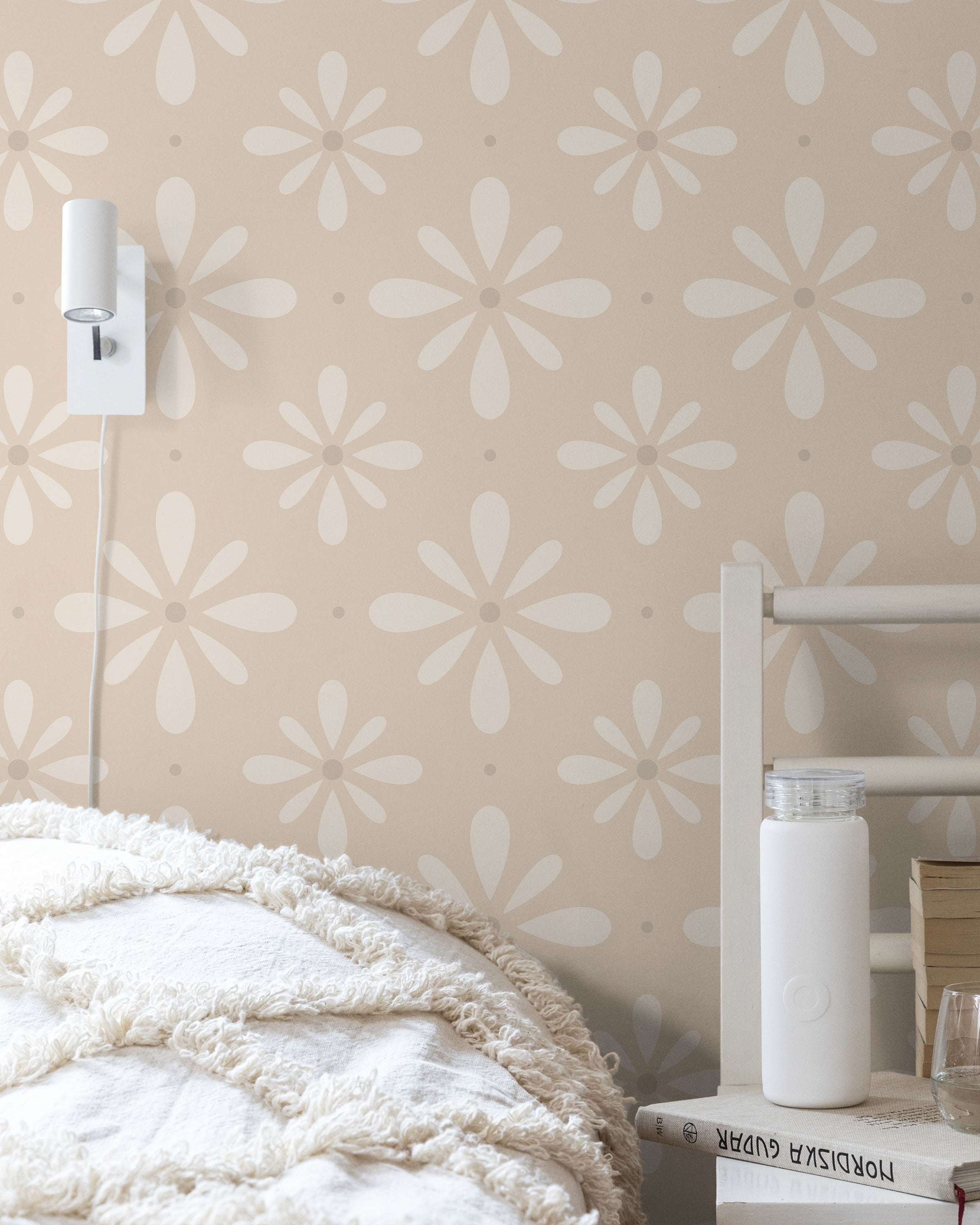 Pastel Blooms Peel and Stick Wallpaper, Removable Wallpaper, Traditional Wallpaper - Soft Brown | DeccoPrint