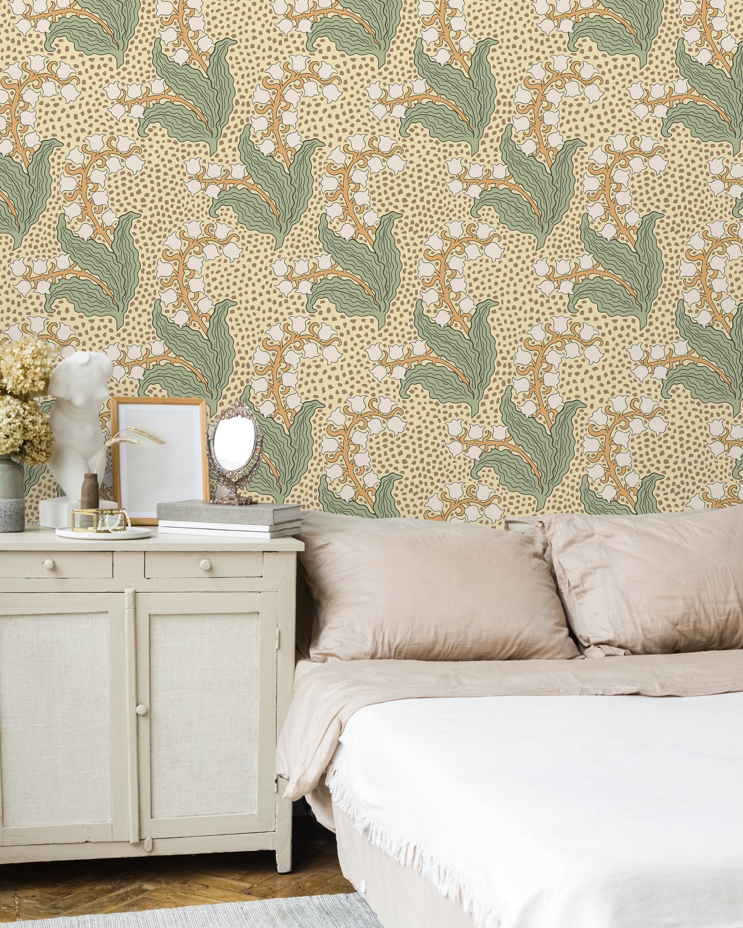Maurice Pillard Verneuil x Lily of the Valley Peel and Stick Wallpaper, Removable Wallpaper, Traditional Wallpaper | DeccoPrint