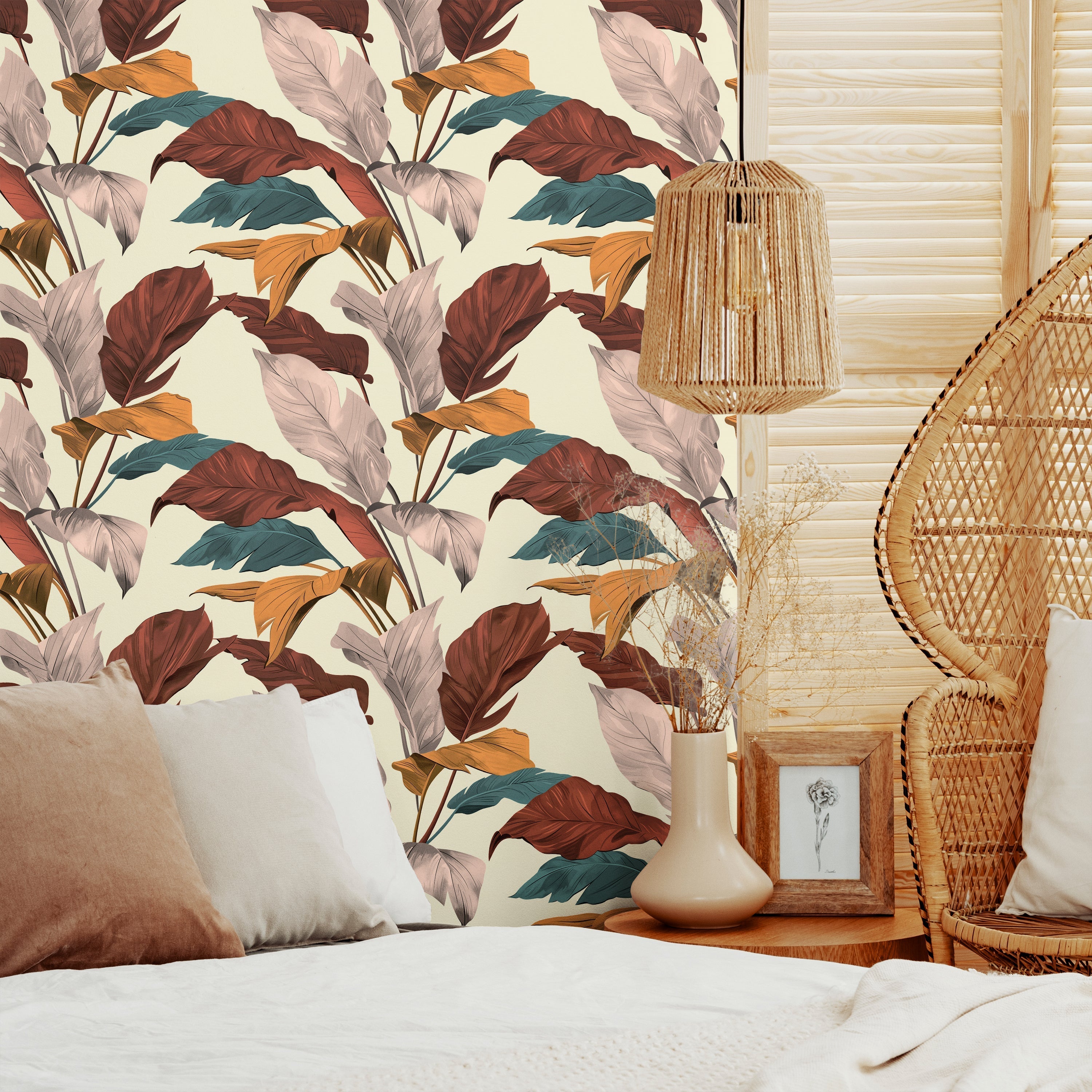 Tropical Elegance Peel and Stick Wallpaper, Removable Wallpaper, Traditional Wallpaper - Pale | DeccoPrint