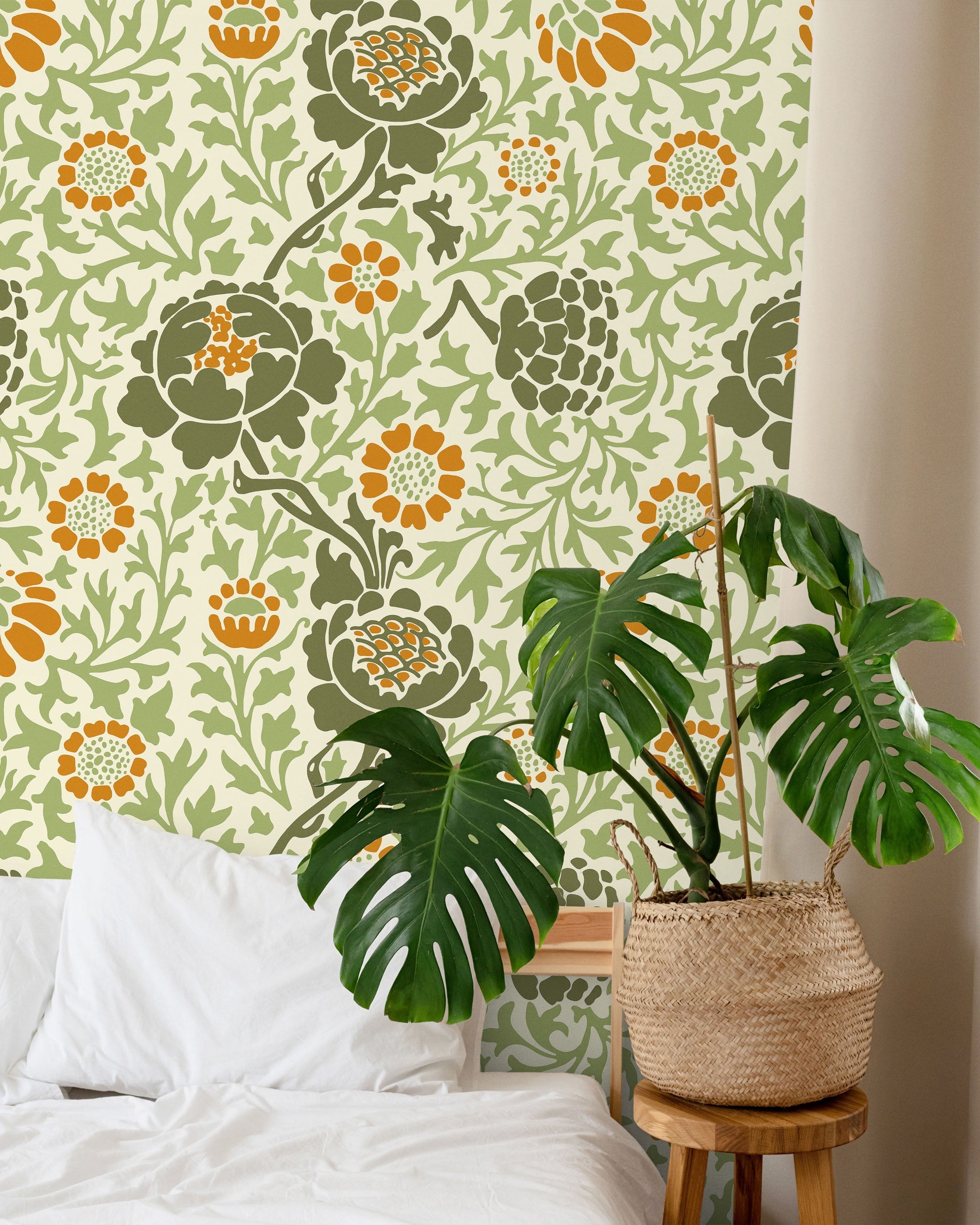 William Morris X Grafton (1883) Peel and Stick Wallpaper, Removable Wallpaper, Traditional Wallpaper - Green | DeccoPrint