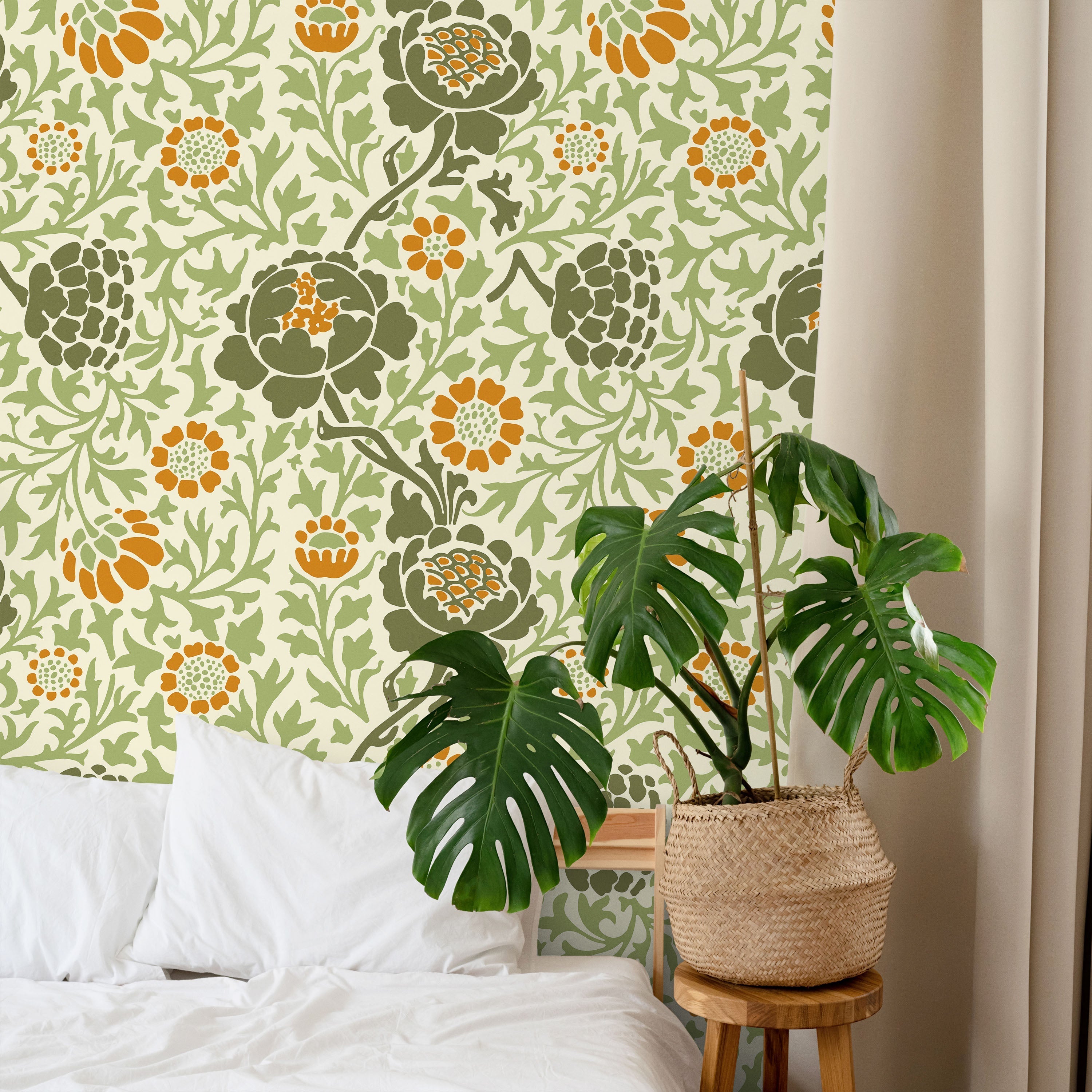 William Morris X Grafton (1883) Peel and Stick Wallpaper, Removable Wallpaper, Traditional Wallpaper - Green | DeccoPrint