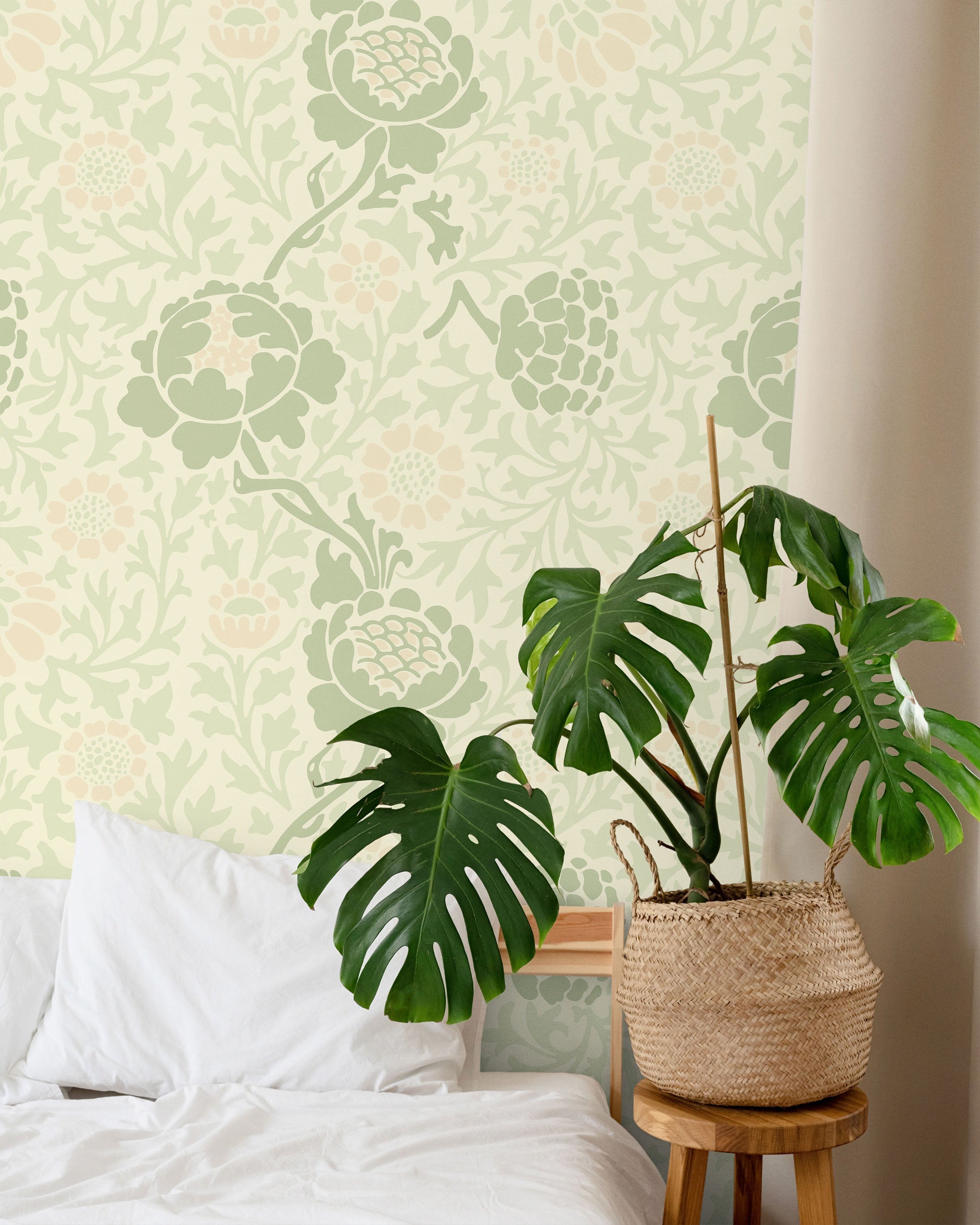 William Morris X Grafton (1883) Peel and Stick Wallpaper, Removable Wallpaper, Traditional Wallpaper - Light Green | DeccoPrint