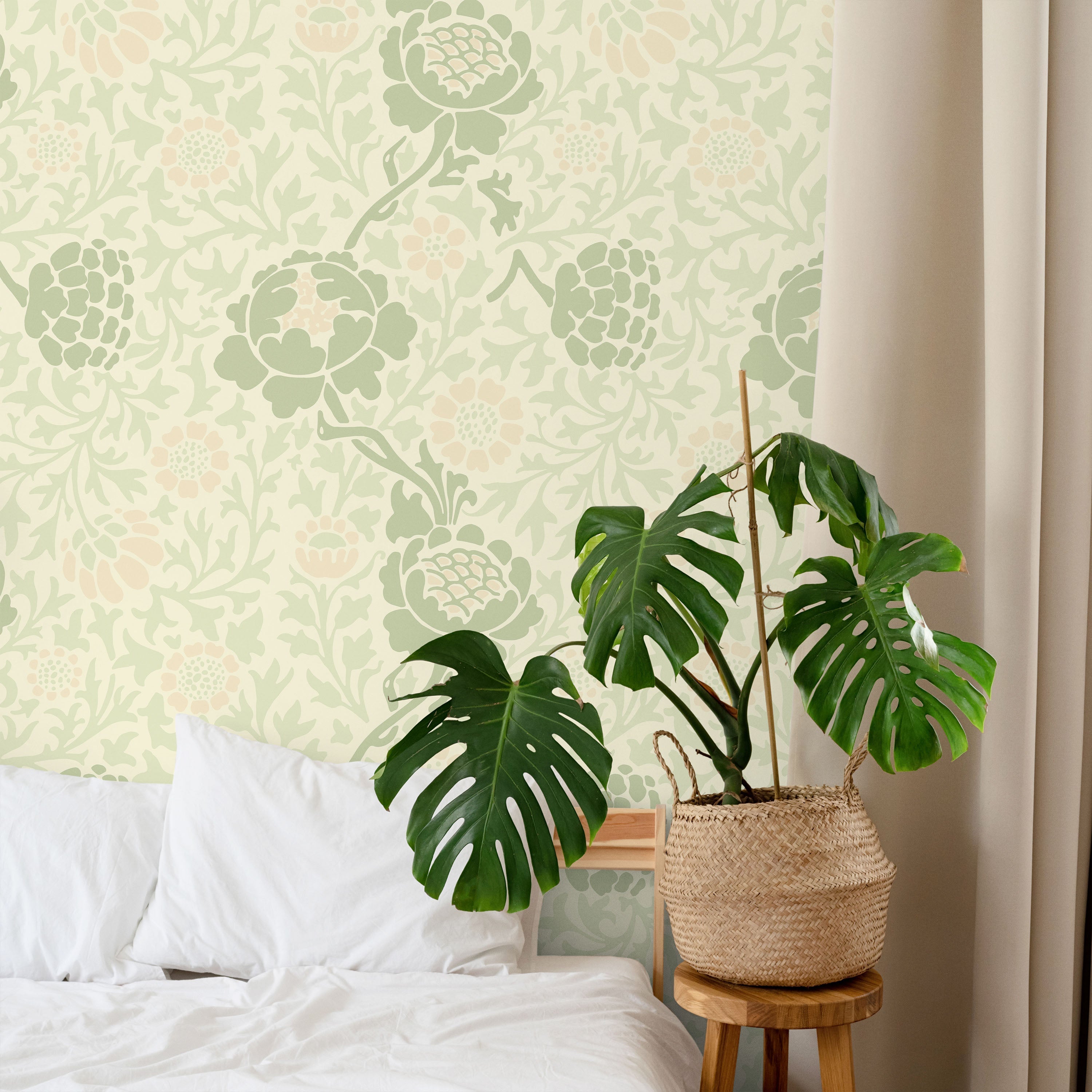 William Morris X Grafton (1883) Peel and Stick Wallpaper, Removable Wallpaper, Traditional Wallpaper - Light Green | DeccoPrint