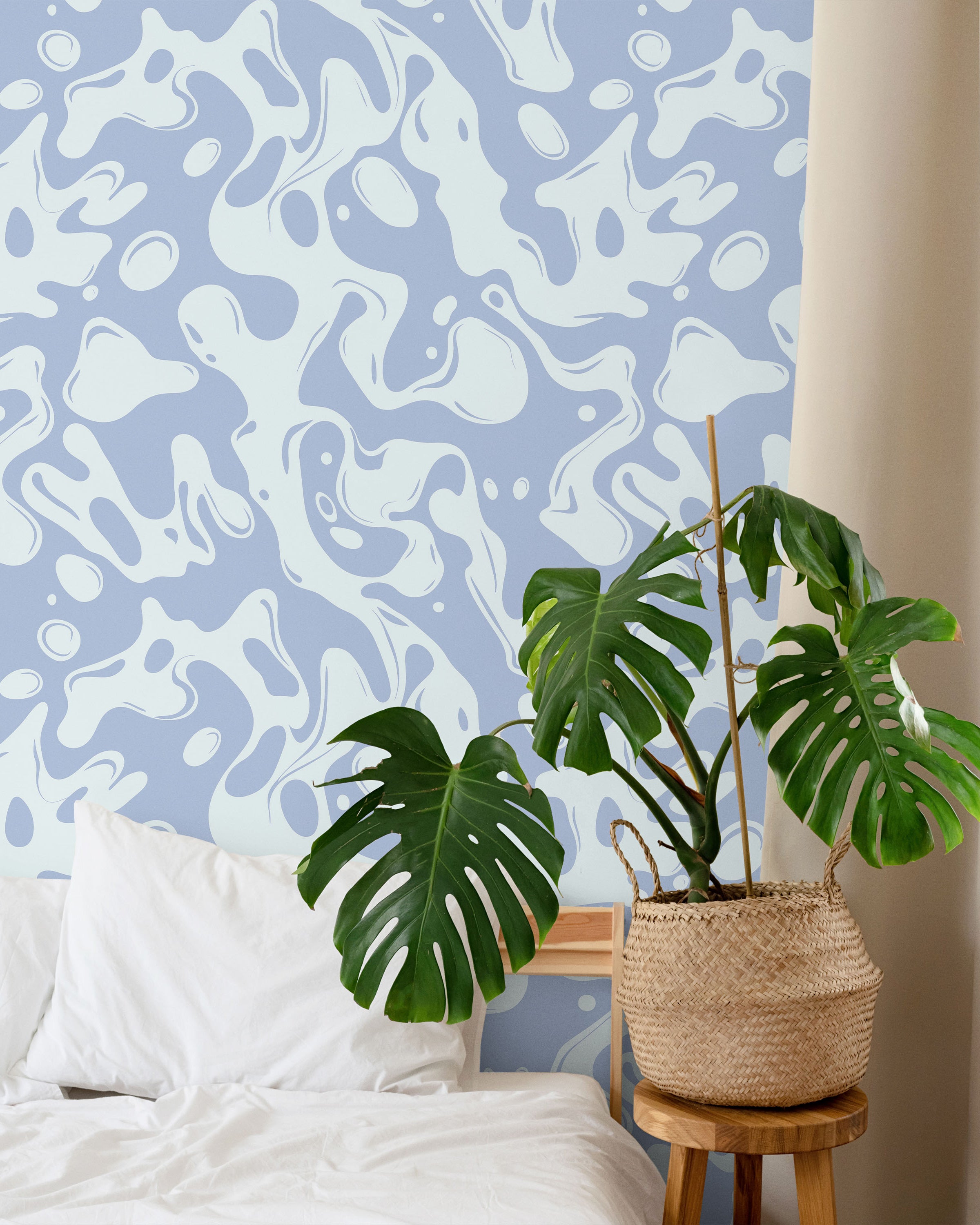 Liquid Splash Peel and Stick Wallpaper, Removable Wallpaper, Traditional Wallpaper - Blue | DeccoPrint