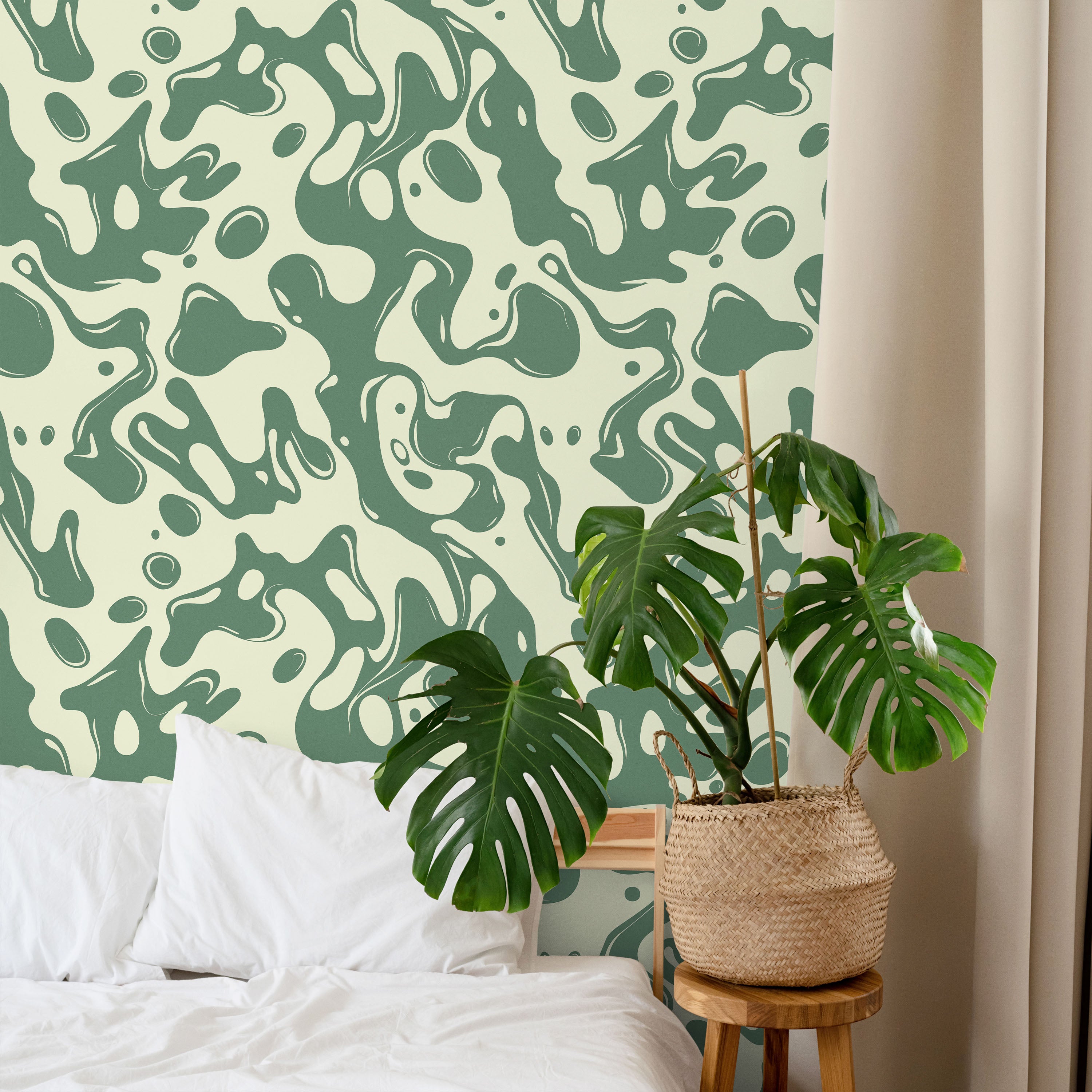 Liquid Splash Peel and Stick Wallpaper, Removable Wallpaper, Traditional Wallpaper - Green | DeccoPrint