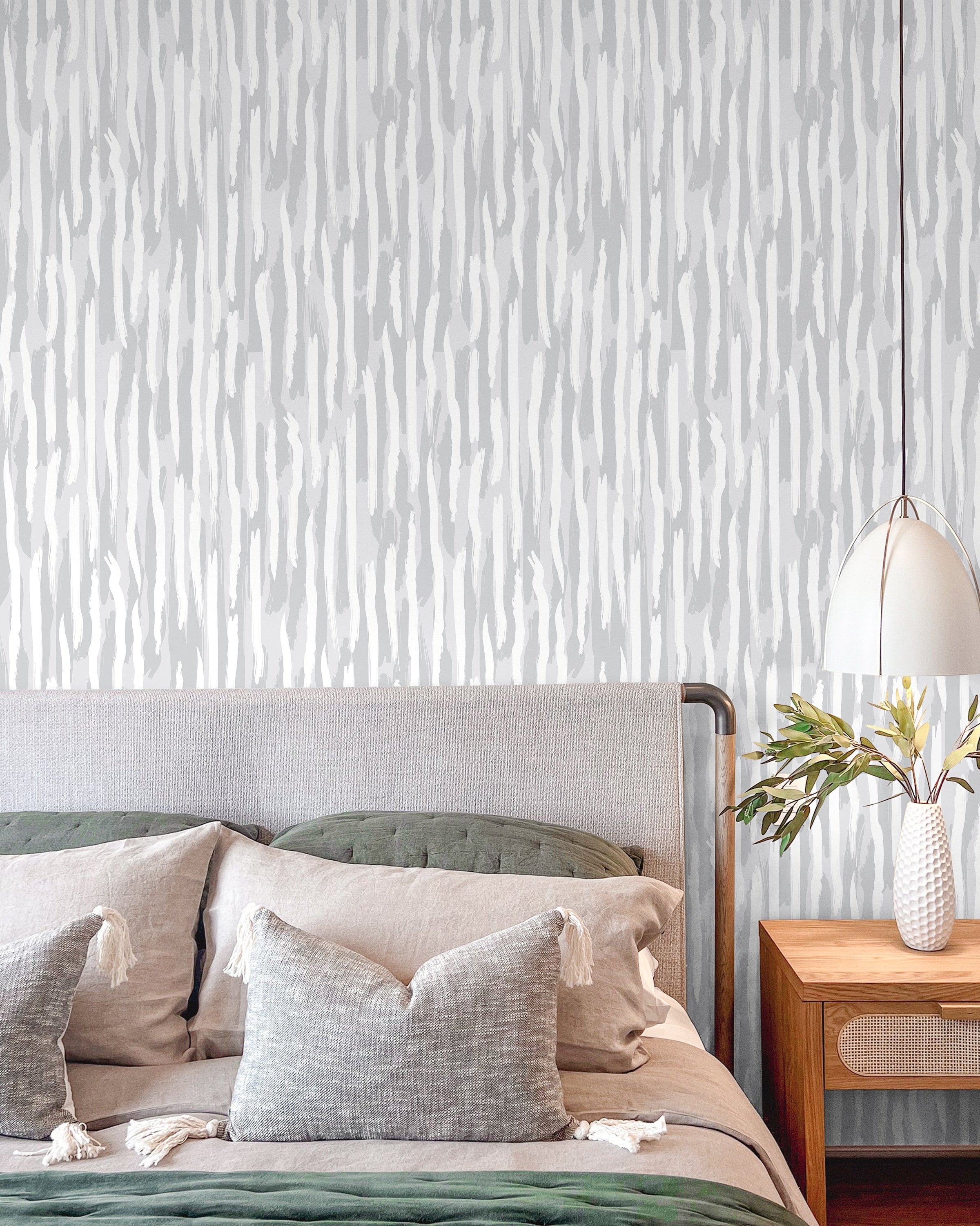 Brush Palette Peel and Stick Wallpaper, Removable Wallpaper, Traditional Wallpaper - Gray | DeccoPrint