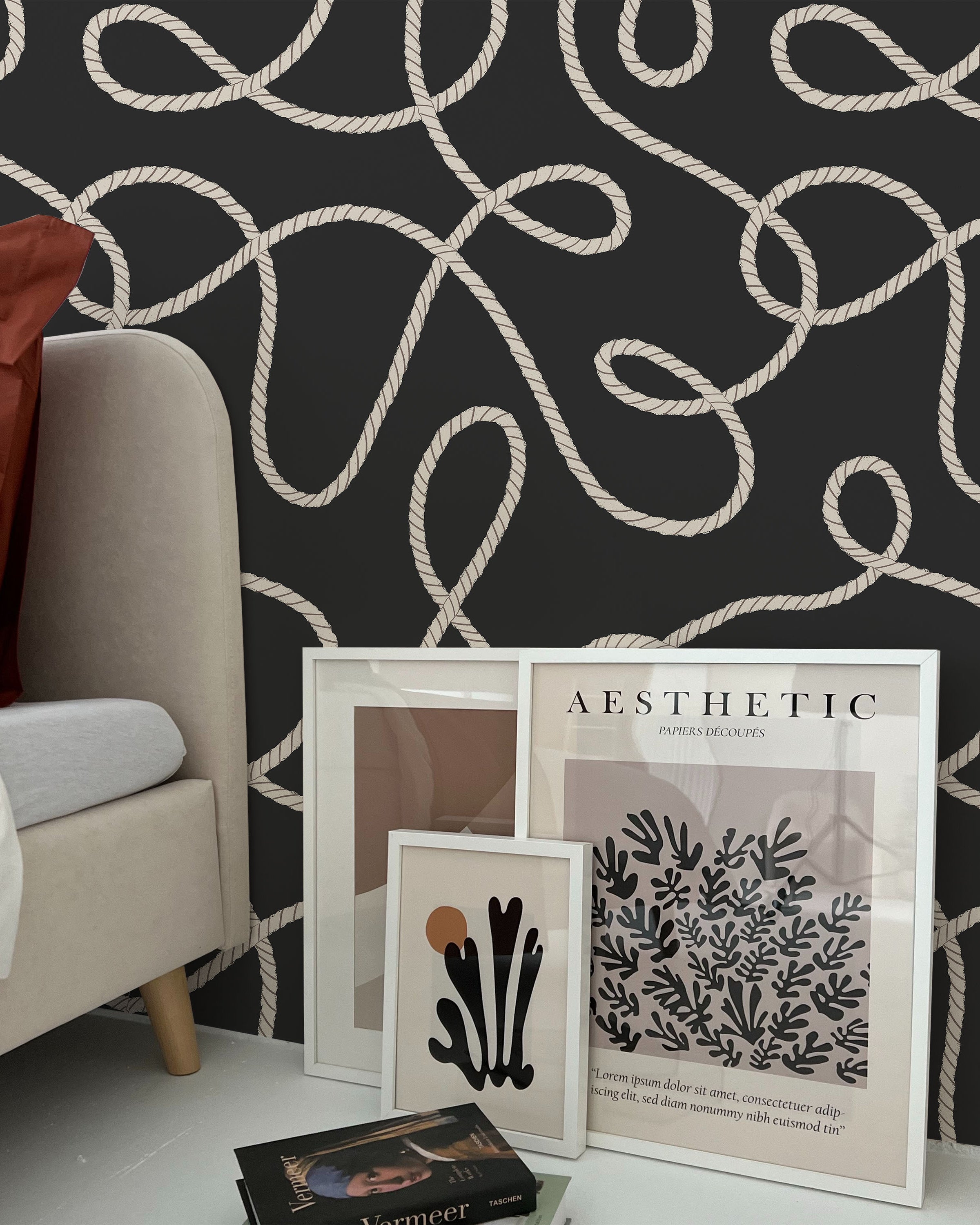 Twist and Tangle Peel and Stick Wallpaper, Removable Wallpaper, Traditional Wallpaper - Dark Gray | DeccoPrint
