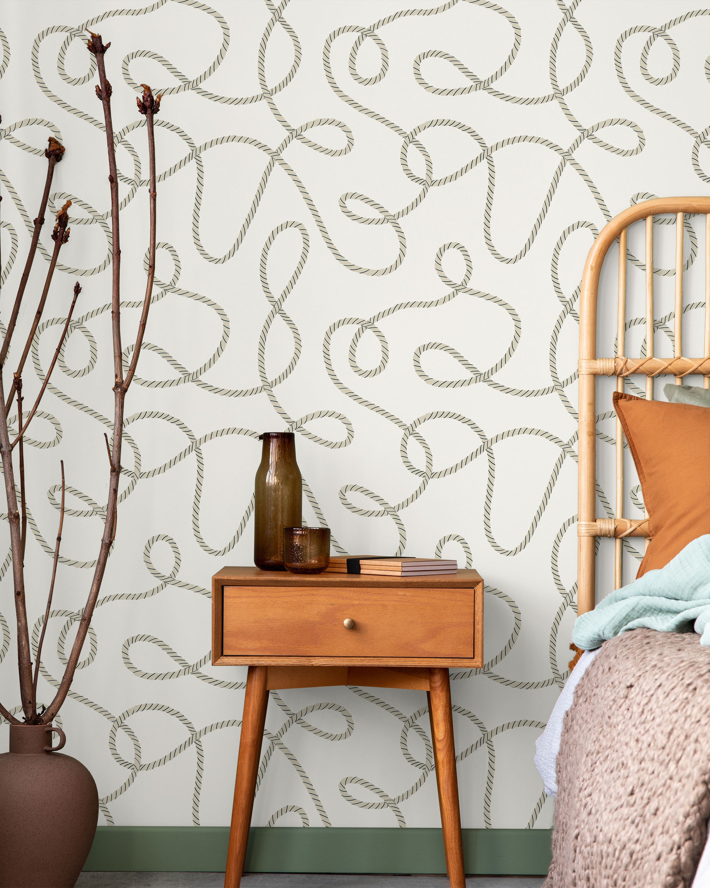 Twist and Tangle Peel and Stick Wallpaper, Removable Wallpaper, Traditional Wallpaper - Light Beige | DeccoPrint