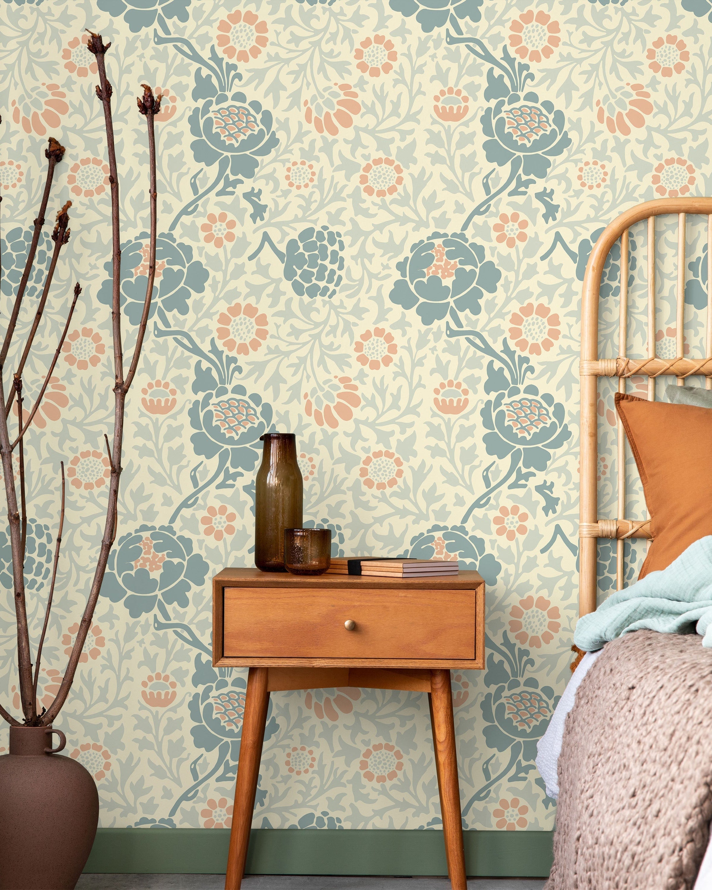 William Morris X Grafton (1883) Peel and Stick Wallpaper, Removable Wallpaper, Traditional Wallpaper - Blue | DeccoPrint