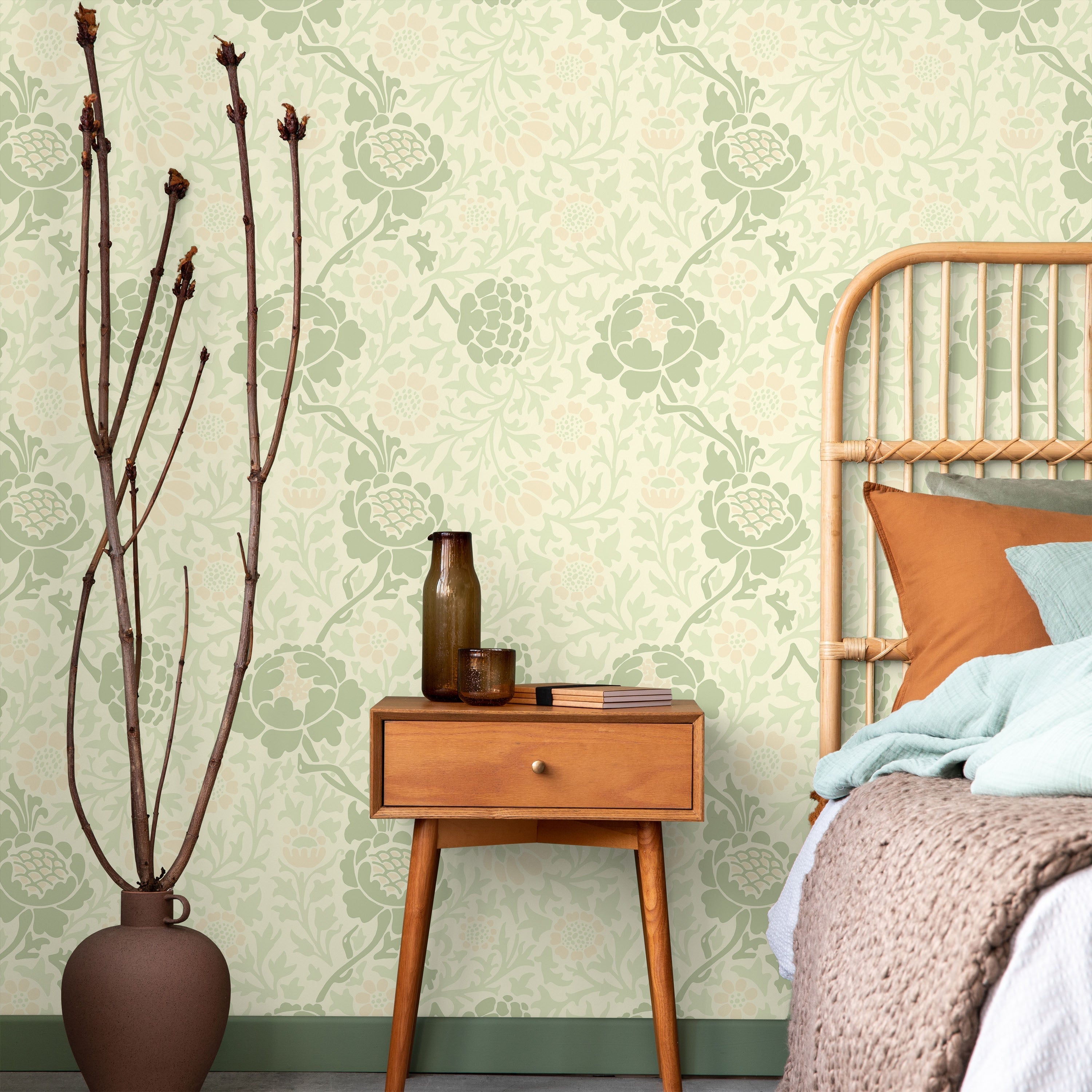 William Morris X Grafton (1883) Peel and Stick Wallpaper, Removable Wallpaper, Traditional Wallpaper - Light Green | DeccoPrint
