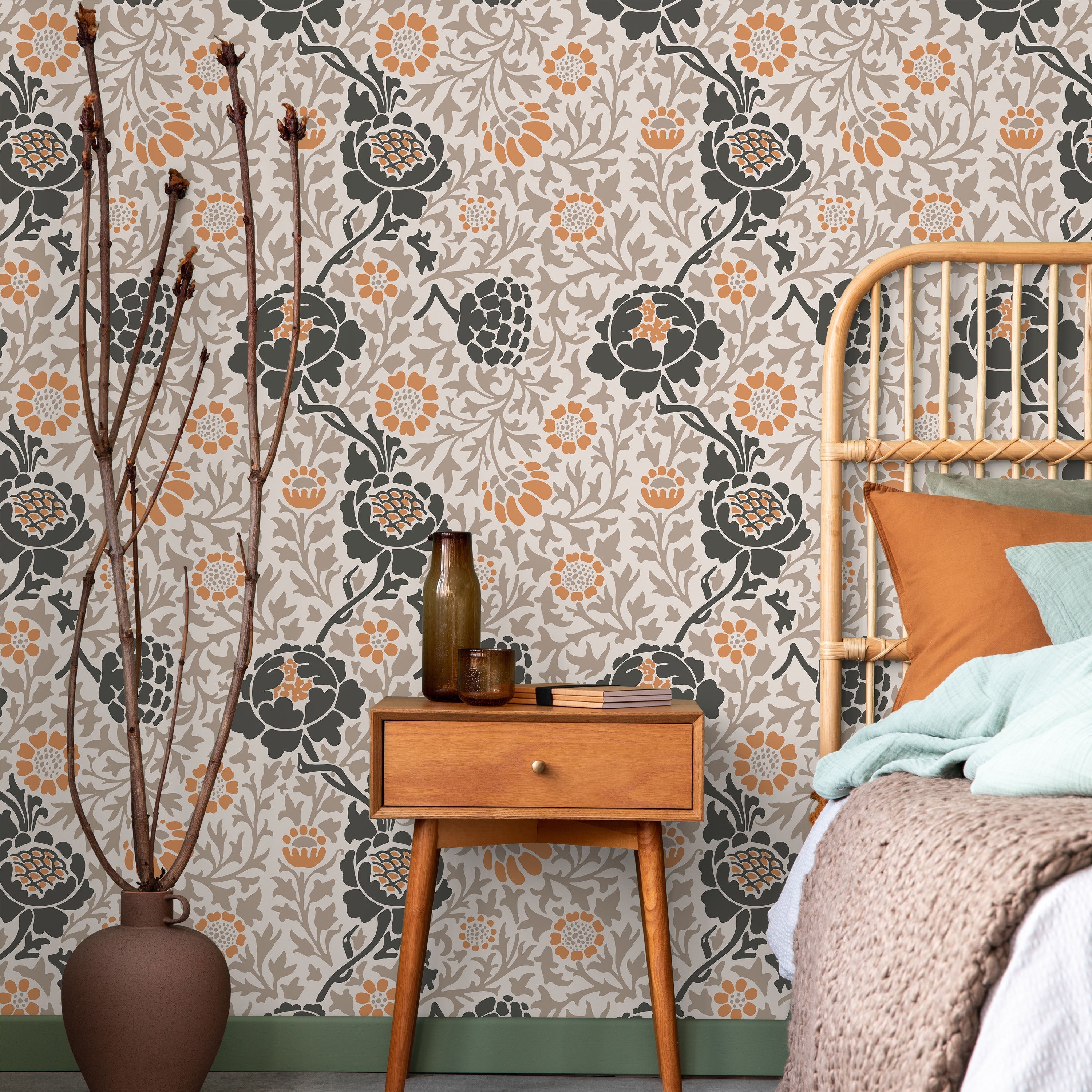 William Morris X Grafton (1883) Peel and Stick Wallpaper, Removable Wallpaper, Traditional Wallpaper - Brown | DeccoPrint
