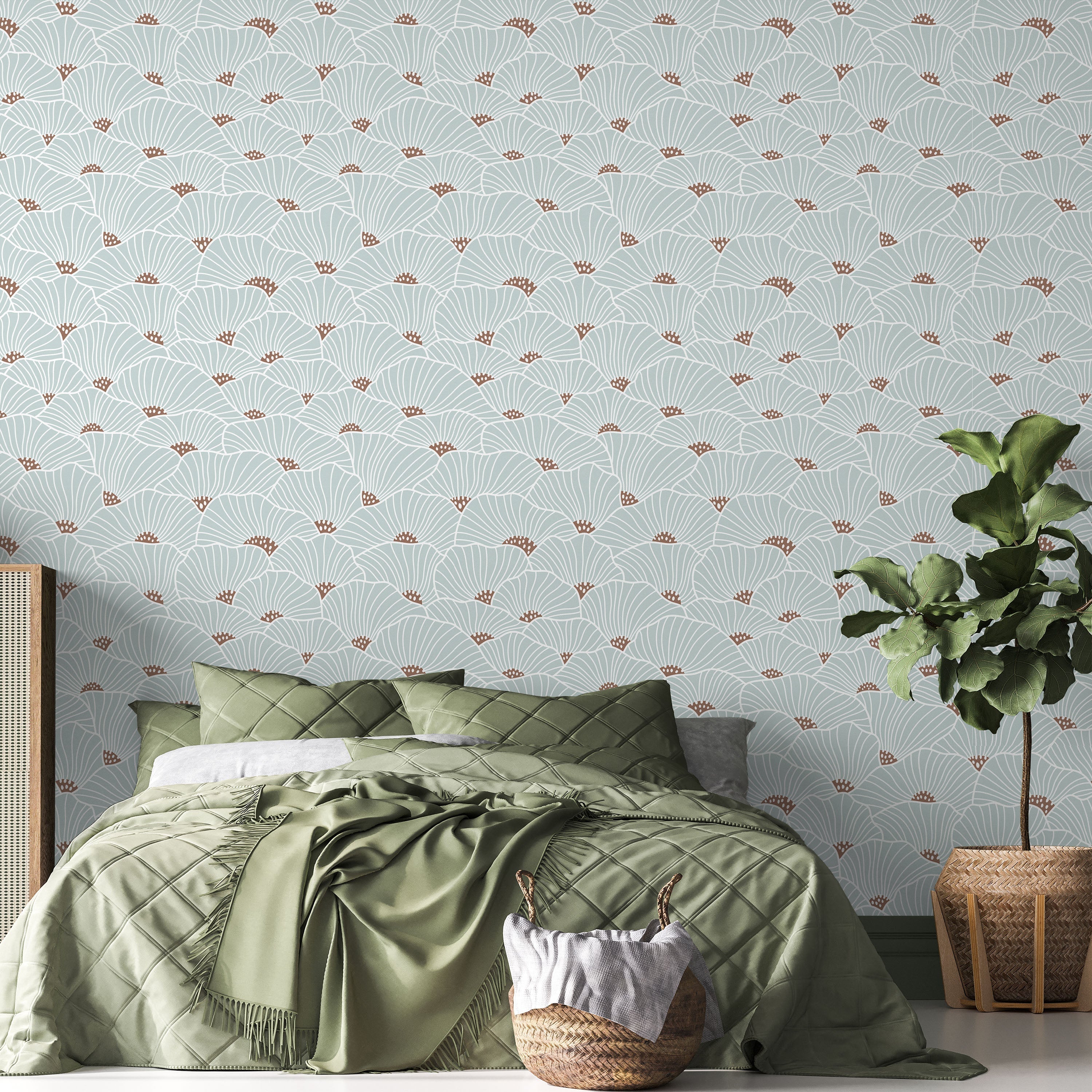 Modern Floral Peel and Stick Wallpaper, Removable Wallpaper, Traditional Wallpaper - Blue | DeccoPrint