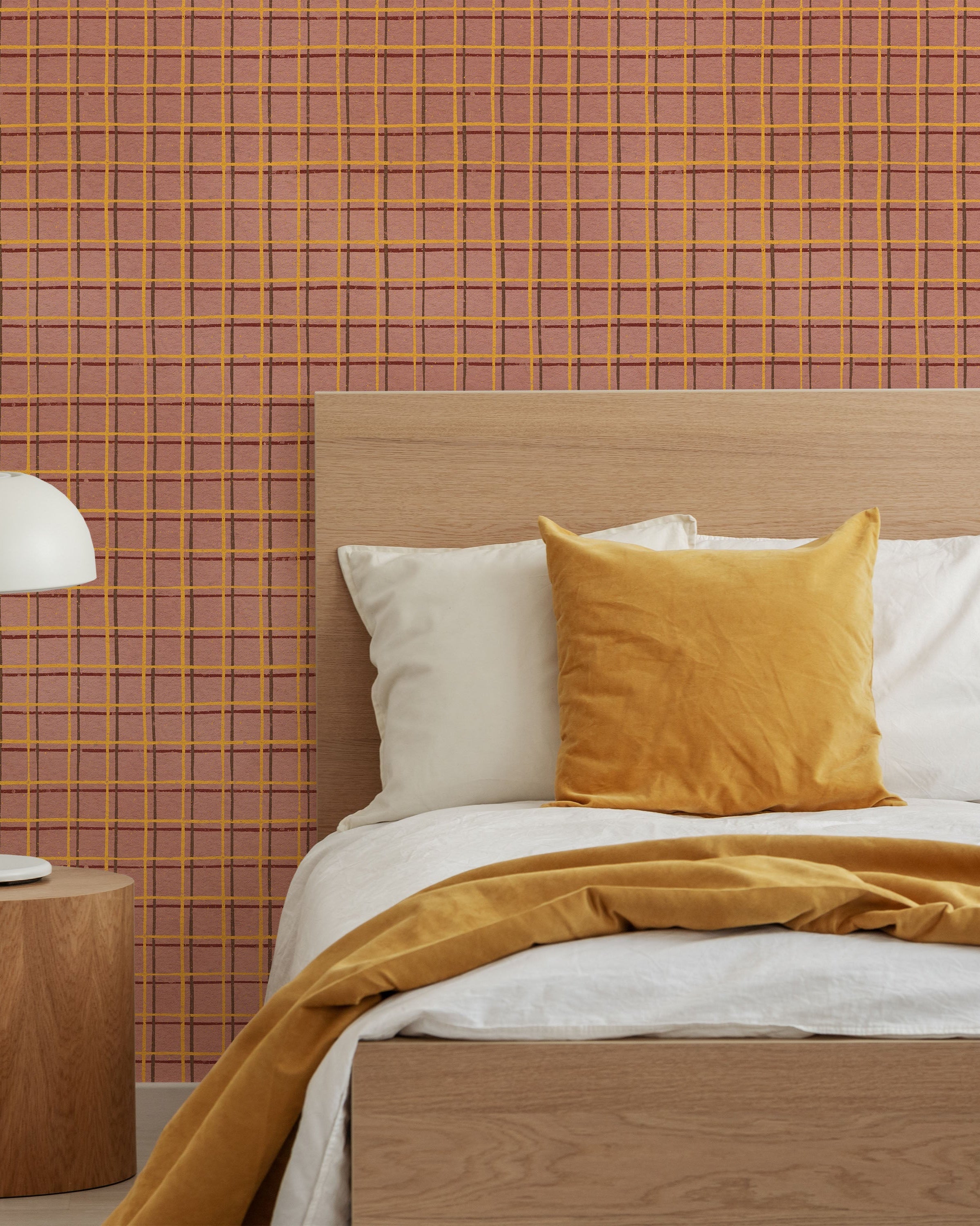 Furuya Korin x Korin Zen Grid Peel and Stick Wallpaper, Removable Wallpaper, Traditional Wallpaper - Soft Peach | DeccoPrint