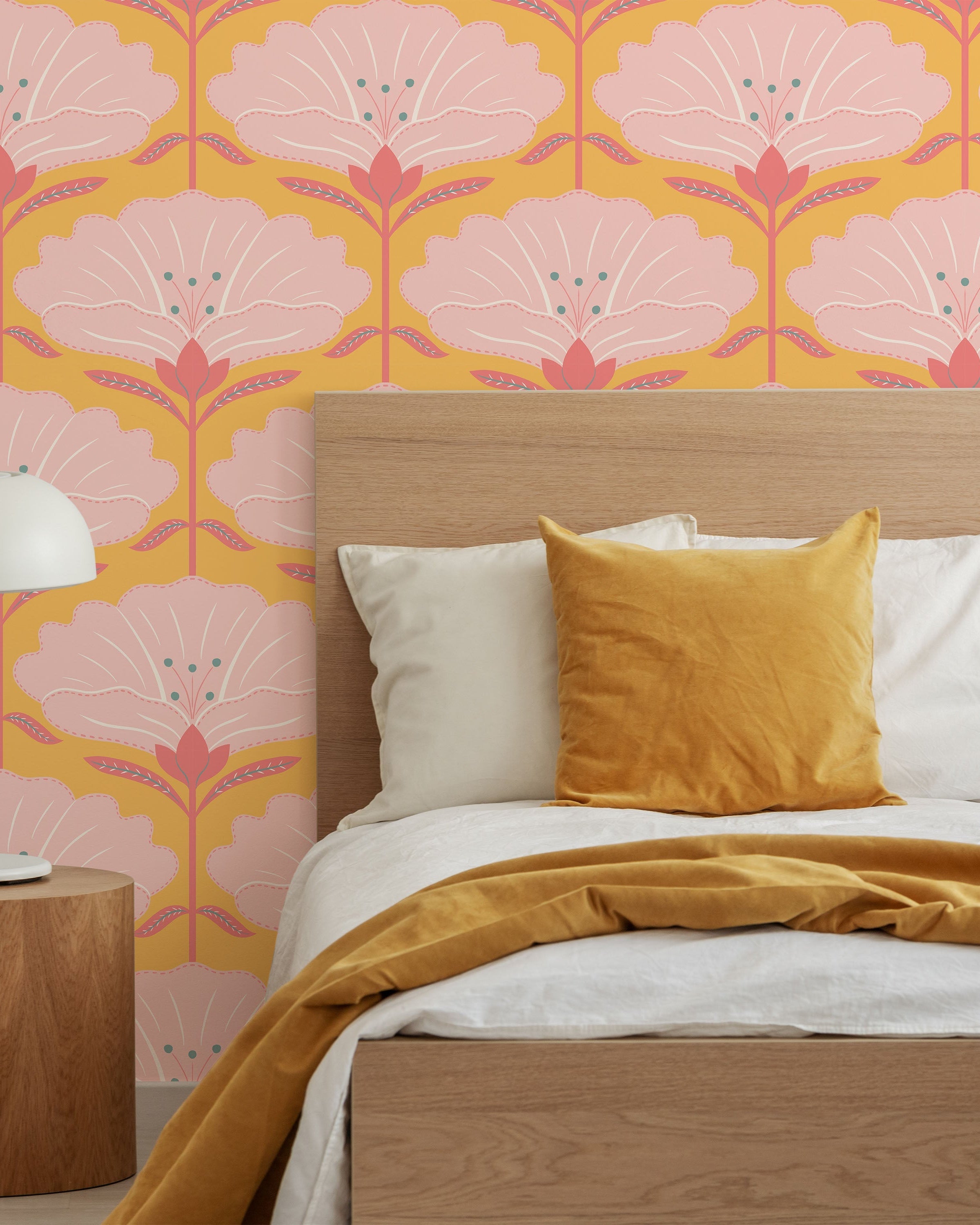 Dreamy Daisies Peel and Stick Wallpaper, Removable Wallpaper, Traditional Wallpaper - Yellow | DeccoPrint