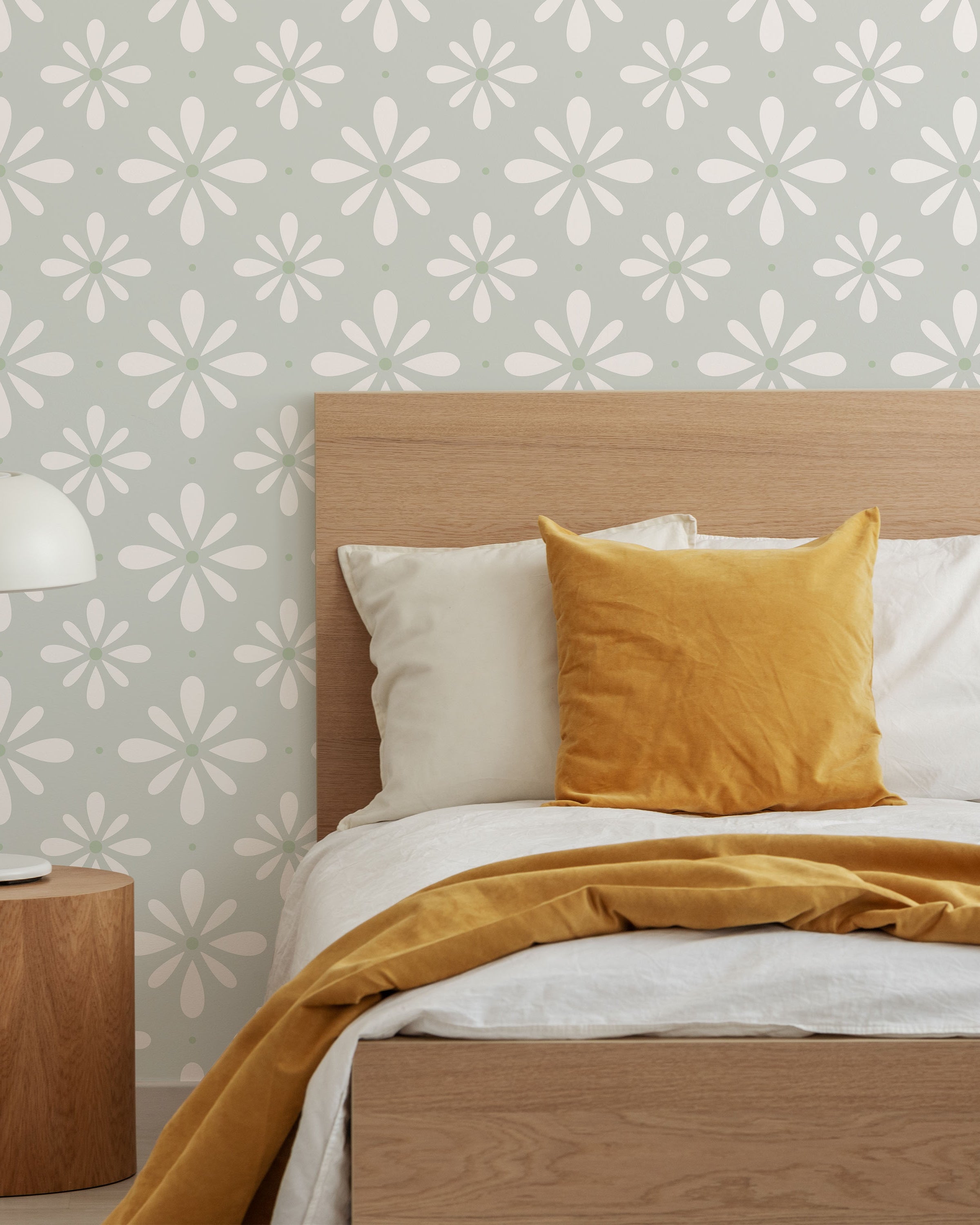 Pastel Blooms Peel and Stick Wallpaper, Removable Wallpaper, Traditional Wallpaper - Pale Sage | DeccoPrint