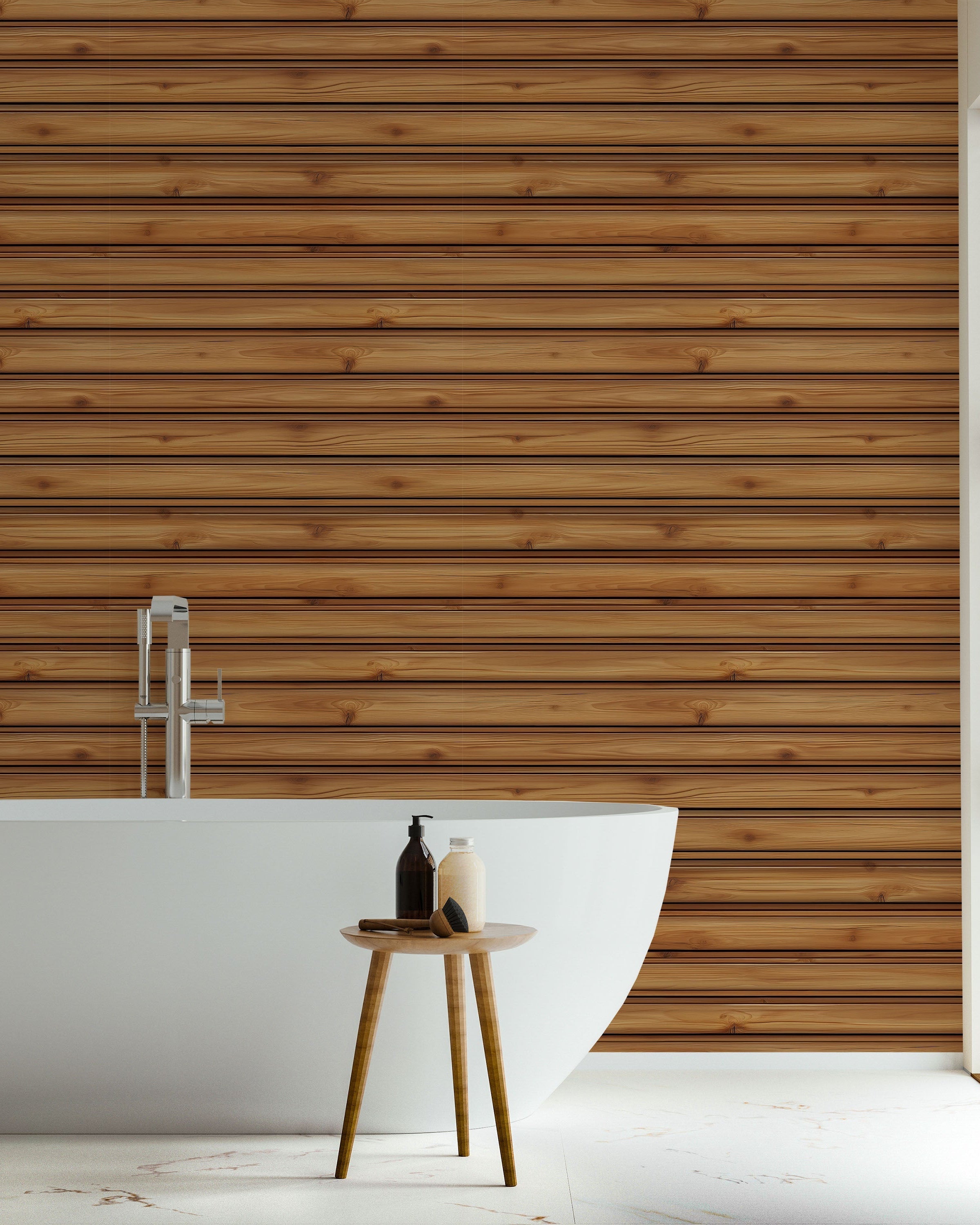 Rustic Boards Peel and Stick Wallpaper, Removable Wallpaper, Traditional Wallpaper - Golden Walnut | DeccoPrint