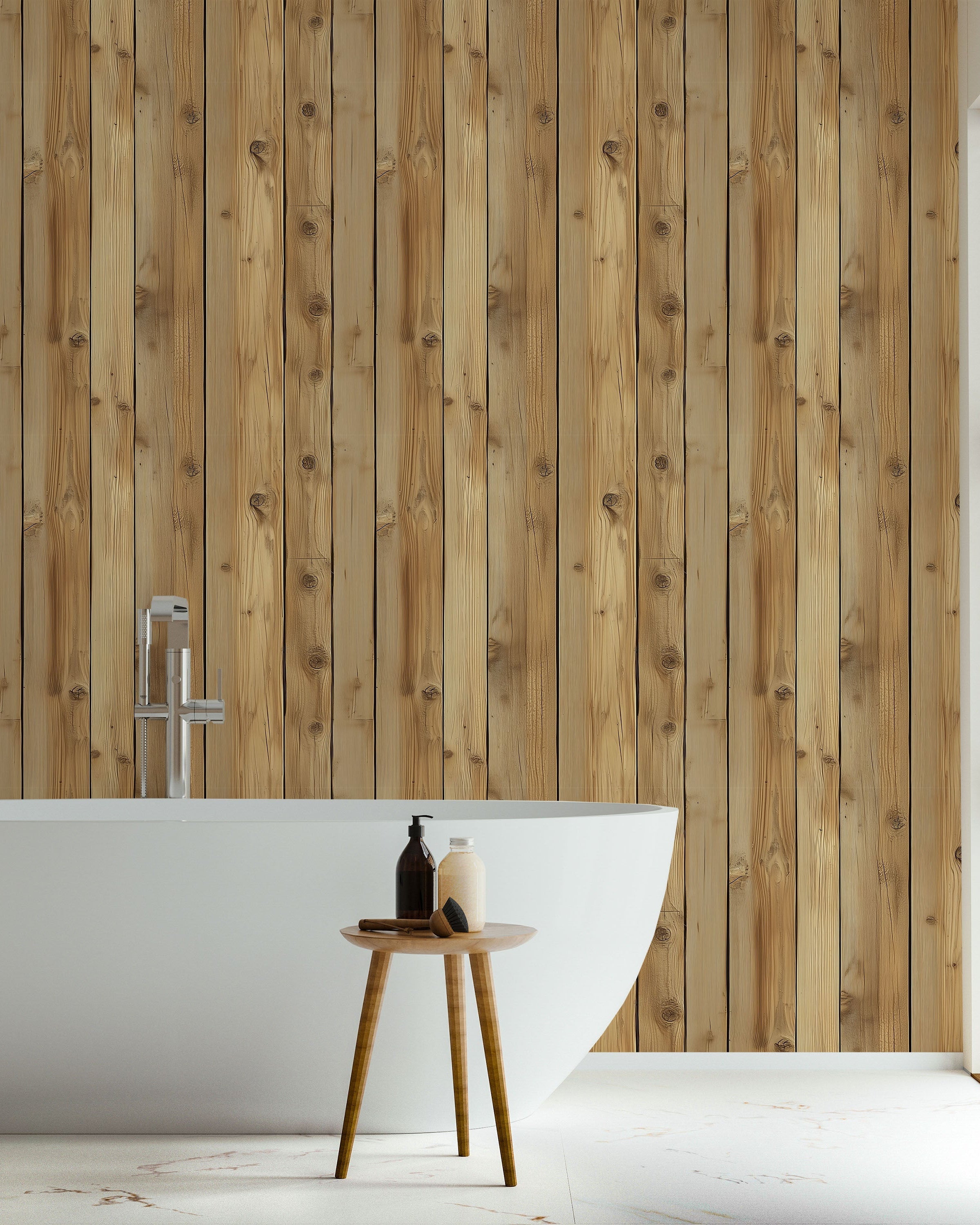 Rustic Boards Peel and Stick Wallpaper, Removable Wallpaper, Traditional Wallpaper - Natural Pine | DeccoPrint