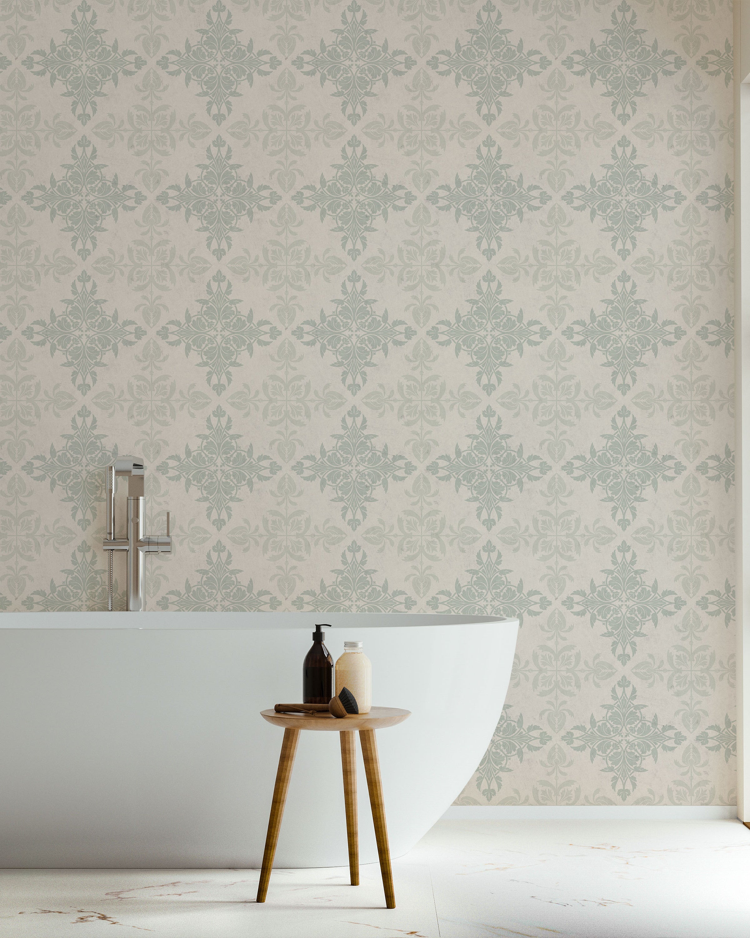 Christopher Dresser x Decorative Symmetry Peel and Stick Wallpaper, Removable Wallpaper, Traditional Wallpaper - Pale Green | DeccoPrint