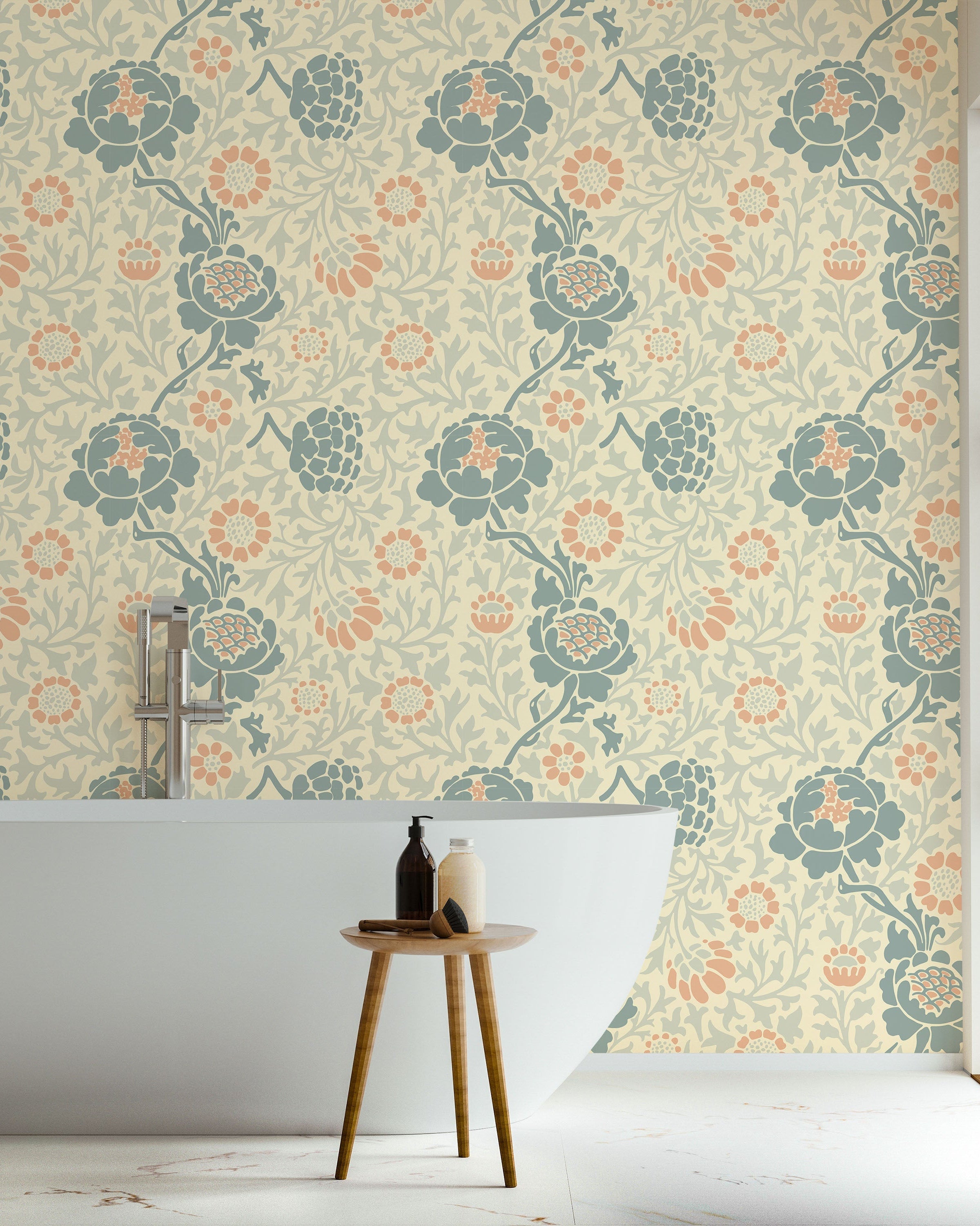 William Morris X Grafton (1883) Peel and Stick Wallpaper, Removable Wallpaper, Traditional Wallpaper - Blue | DeccoPrint