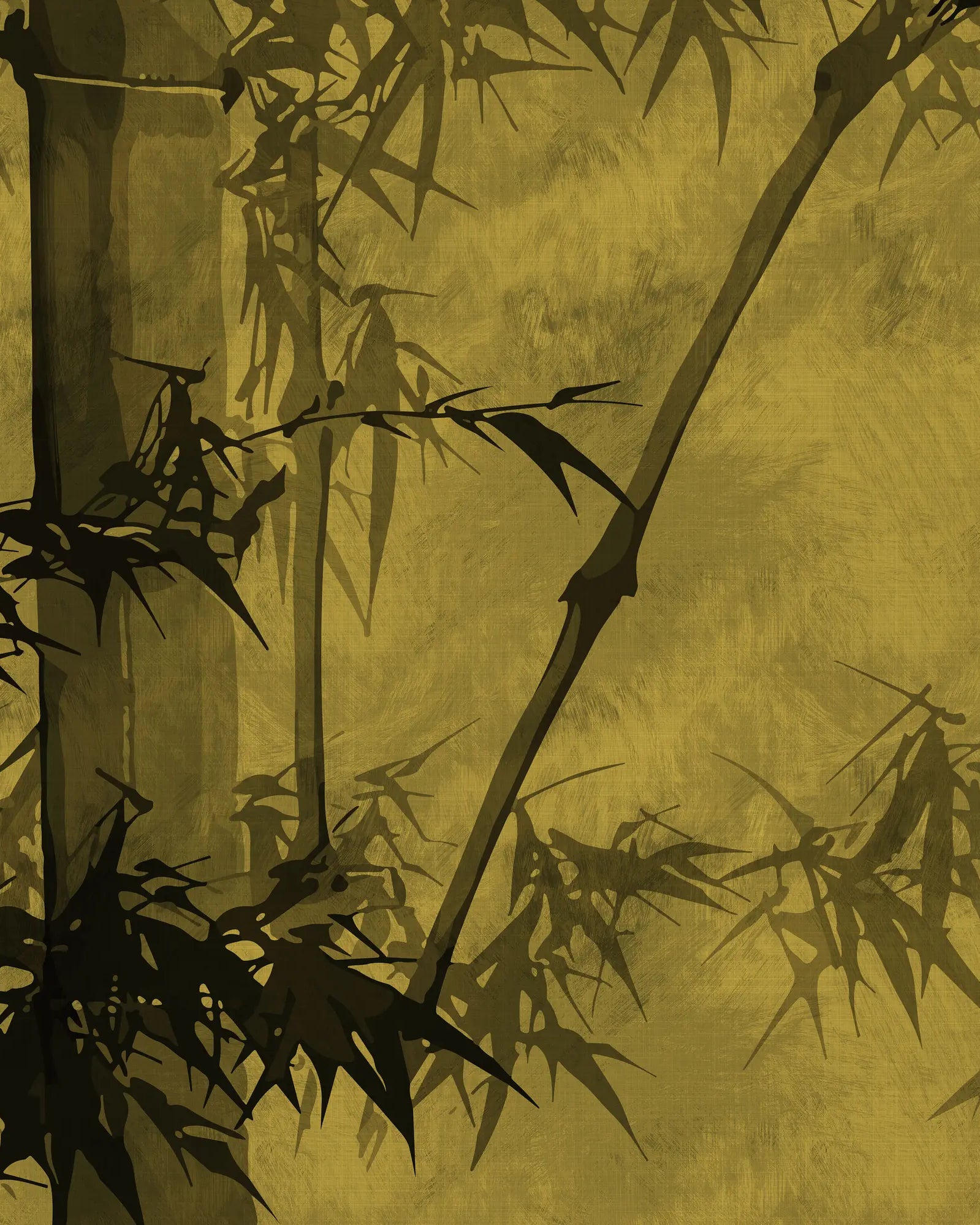 Artistic depiction of bamboo with a textured yellow background