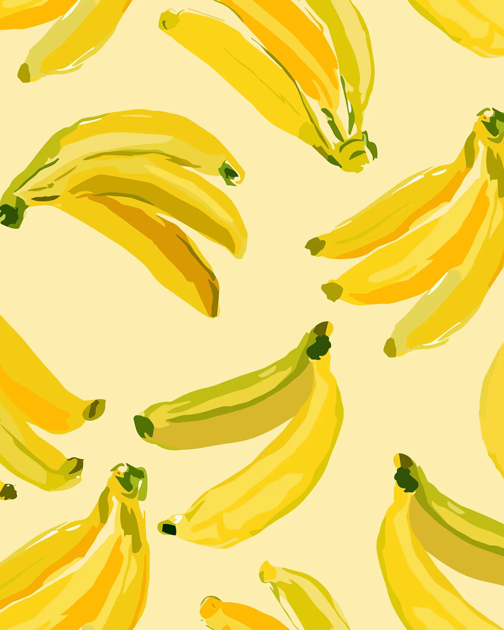 Pattern of bananas on a yellow background