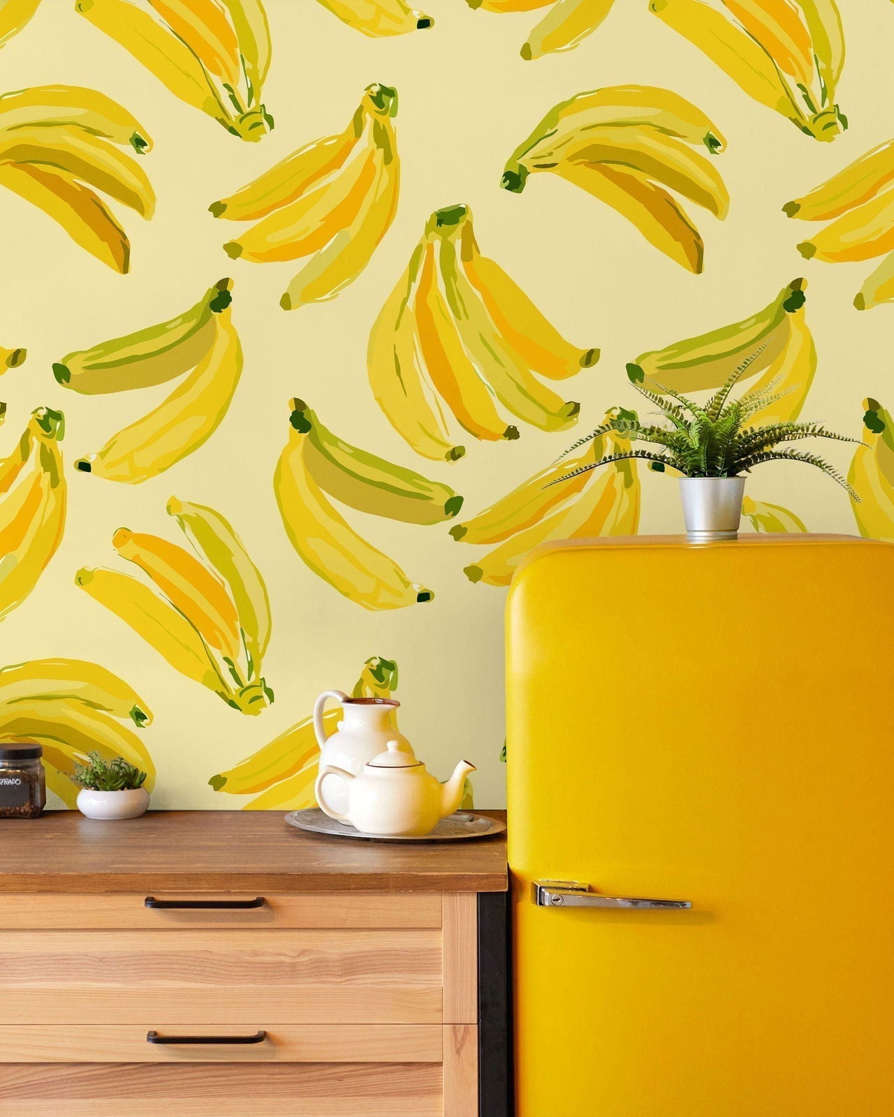 Banana Bliss Peel and Stick Wallpaper, Removable Wallpaper, Traditional Wallpaper | DeccoPrint