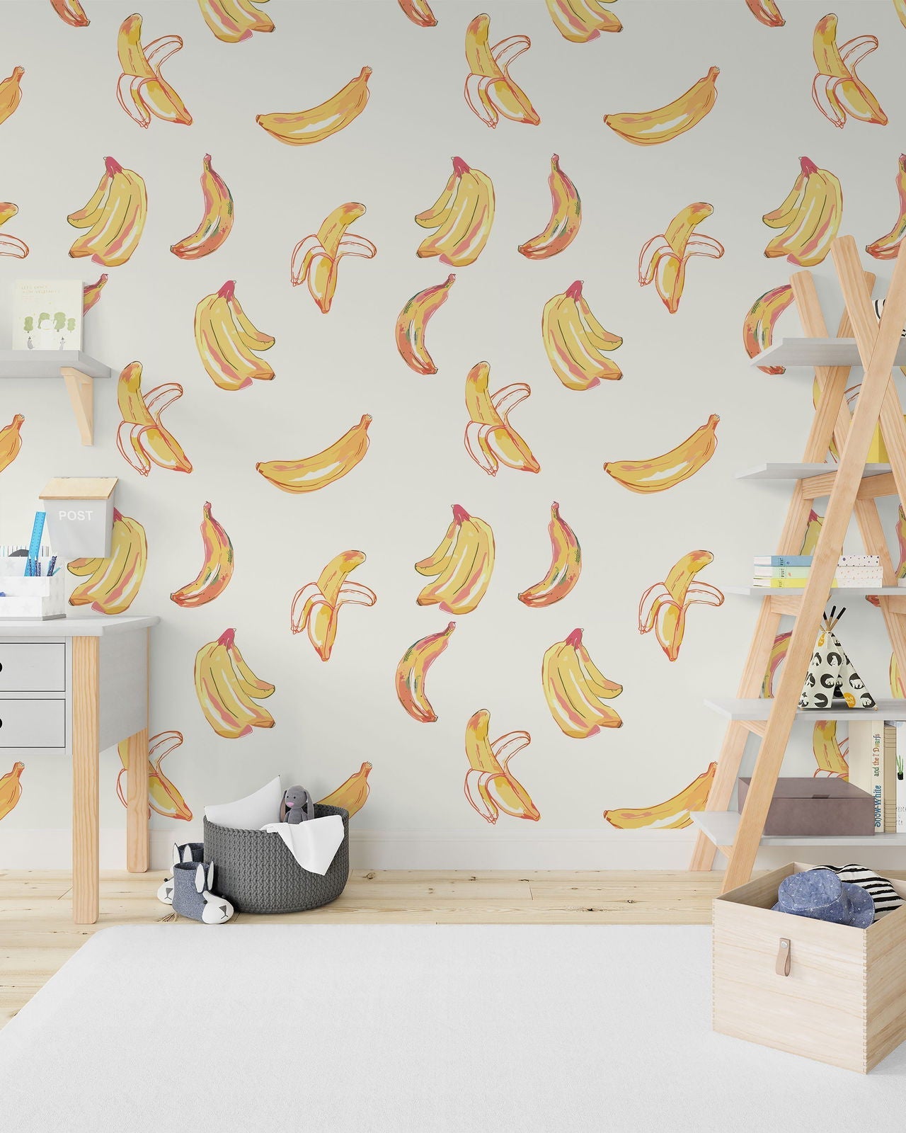Banana Sketch Peel and Stick Wallpaper, Removable Wallpaper, Traditional Wallpaper | DeccoPrint